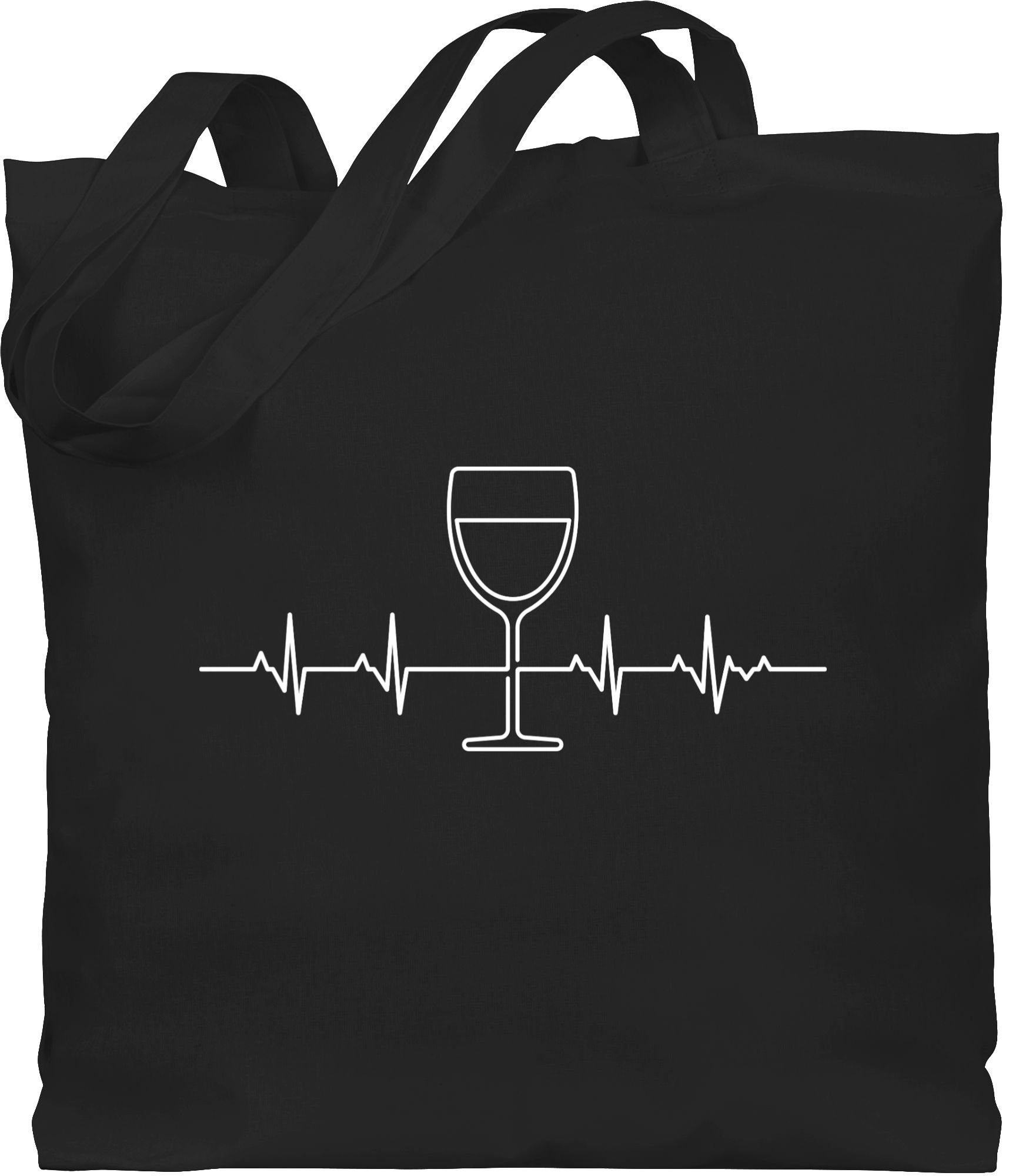 Shirtracer Umhängetasche Herzschlag Zeichen Outfit 1 Weinliebhaber, und Vino Wein Schwarz Symbol