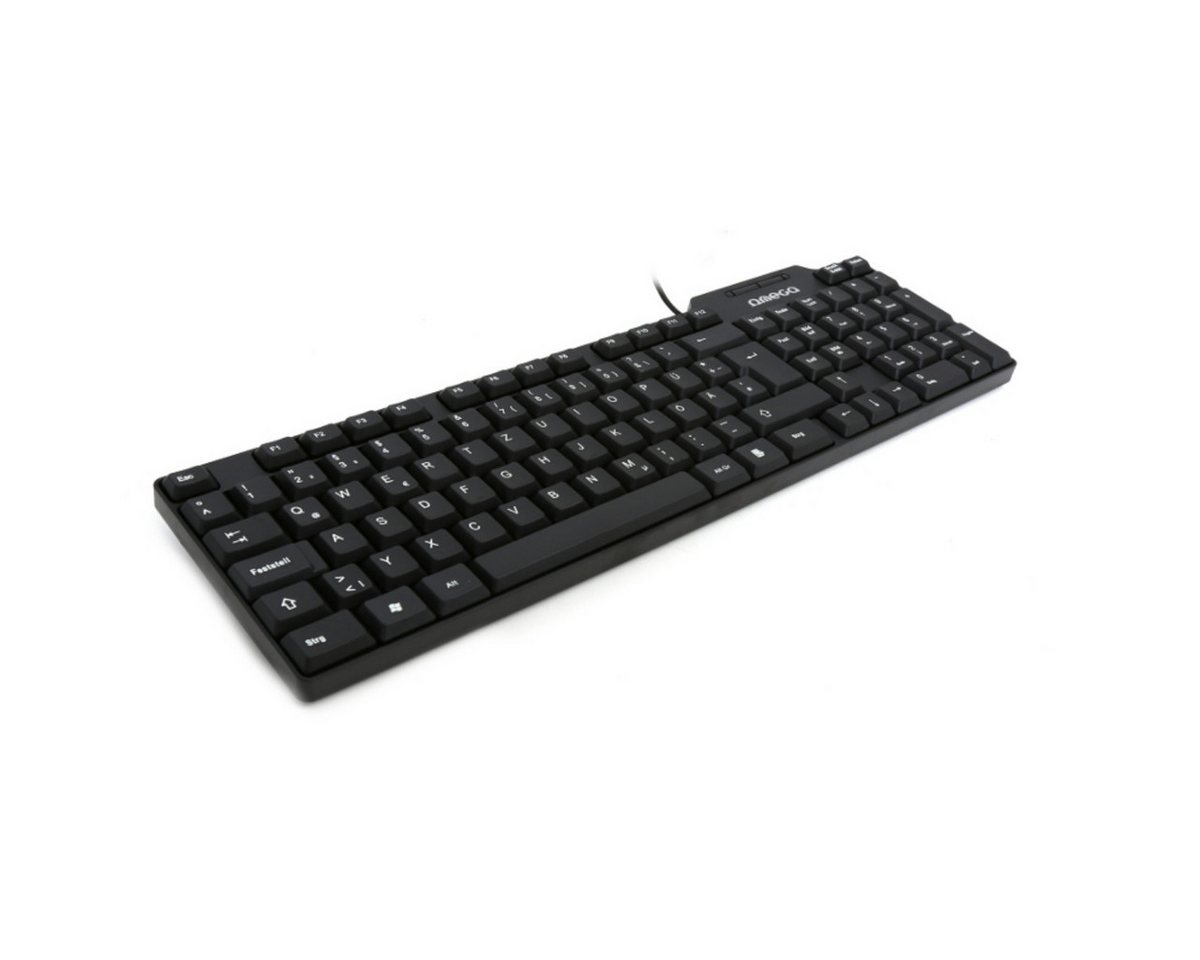 Platinet Omega OK-05 Tastatur QWERTZ DE USB Schwarz kompakte PC-Tastatur ergonomische Tastatur (Klassische kabelgebundene Tastatur mit leisem Tastenanschlag)