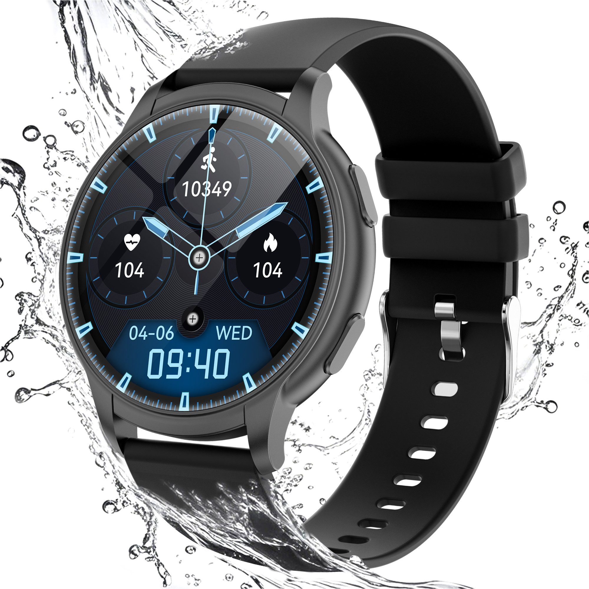 walkbee Uhr Damen herren, Fitness Tracker Uhr mit Anruffunktion Smartwatch (1.52” Full Touch HD Screen Zoll) Fitnessuhr mit Pulsmesser Blutsauerstoffmessung Schrittzähler Schlaf, 100+ Sportmodi IP67 Wasserdicht, Aktivitätstracker für iOS/Android