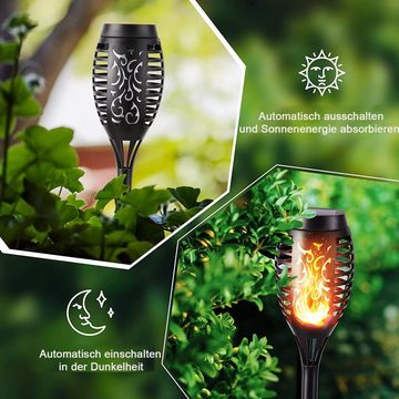 Aoucheni LED Solarleuchte Solarleuchten für Außen Garten - 6 Stück Fackel Gartenfackeln