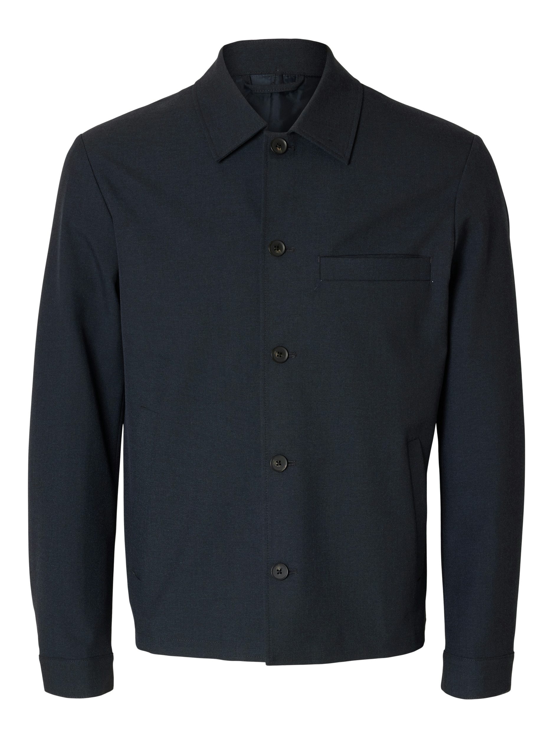 SELECTED HOMME Anzugsakko SELECTED HOMME - Viskosemix Overshirt Regular Fit Hybrid-Design aus Hemd und Blazer mit Paspeltaschen und durchgehendem