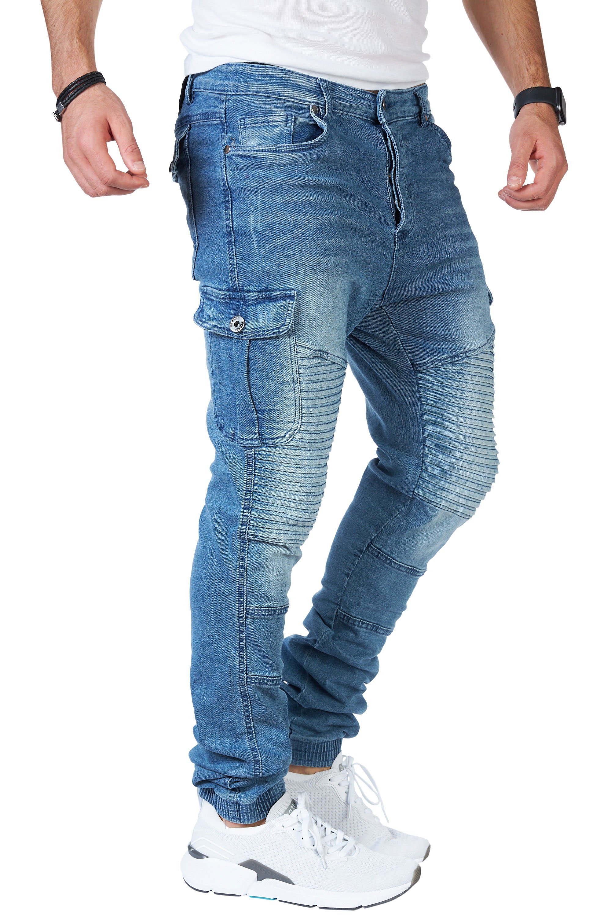 Styleko Cargohose 8014 Herren Cargohose Cargo Jeans Hose für Männer Jungen Regular Denim – Bild 4 von 5