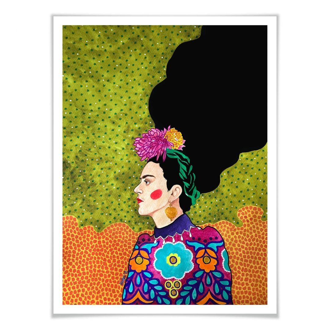 K&L Wall Art Poster Poster kraftvolles Frau Sommer Frida modern Portrait Hülya Wandbild Kahlo, Wohnzimmer