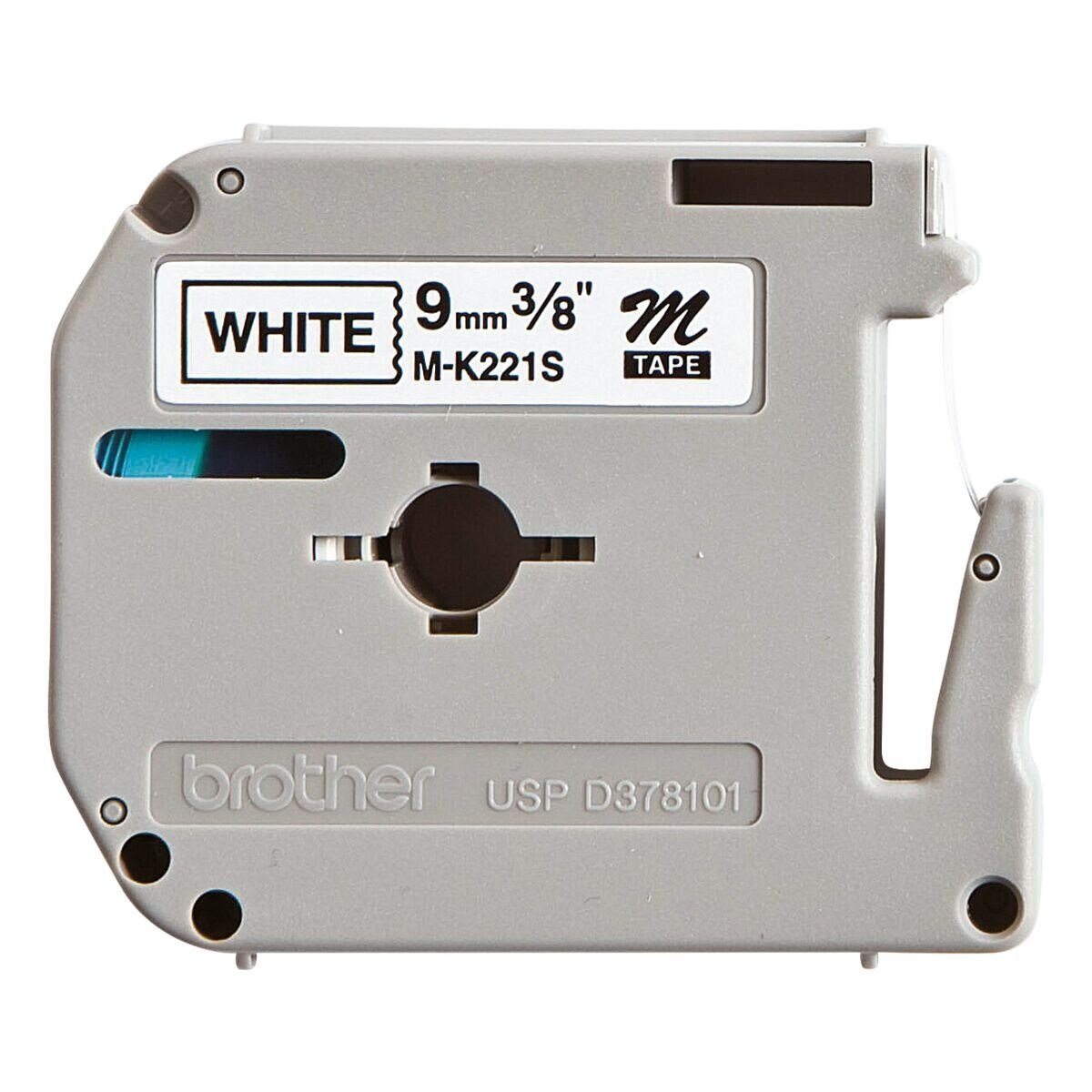 Brother Beschriftungsband M-K221S, M-Tape 9 mm x 4 m, für P-Touch