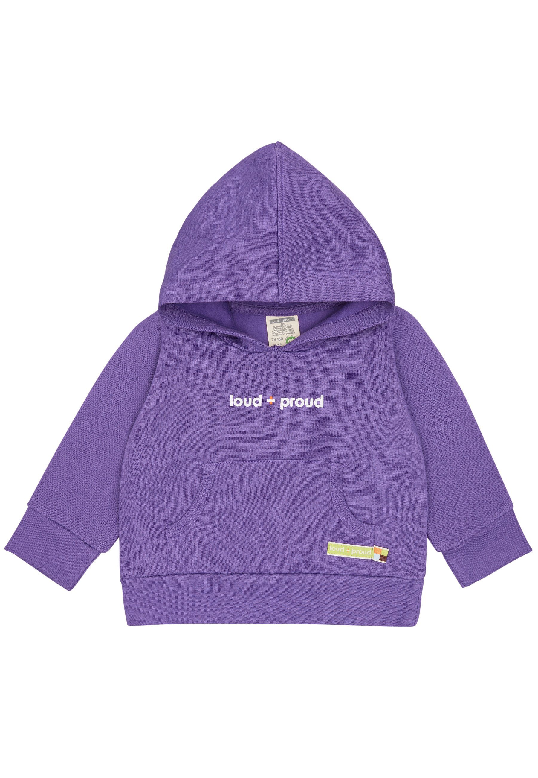 loud + proud Hoodie GOTS violet Bio-Baumwolle zertifizierte