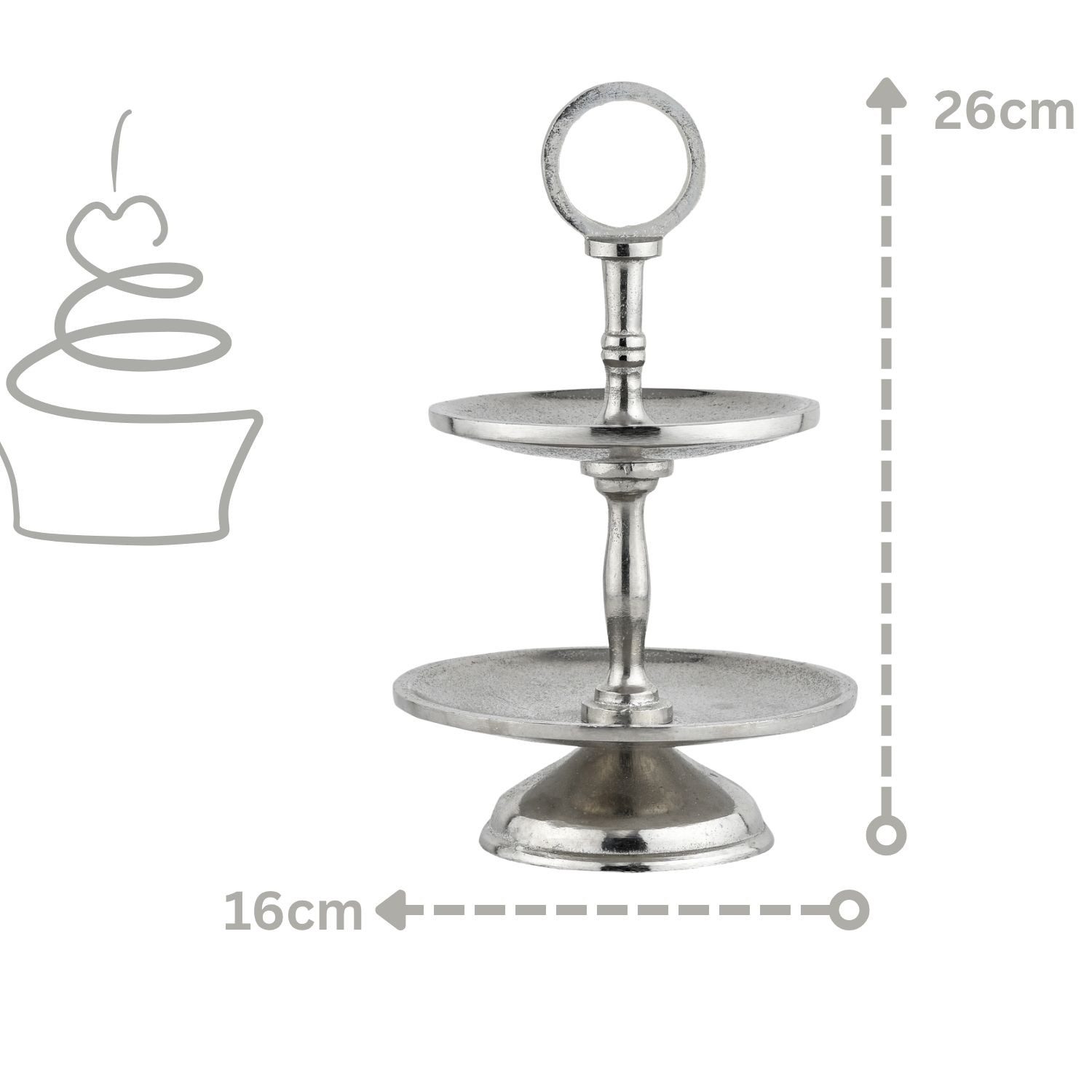 Marrakesch Orient & Mediterran Interior Etagere Etagere Annika 26cm Aluminium Silber 2 Etagen Handarbeit, Aluminium, (1-tlg), Handarbeit