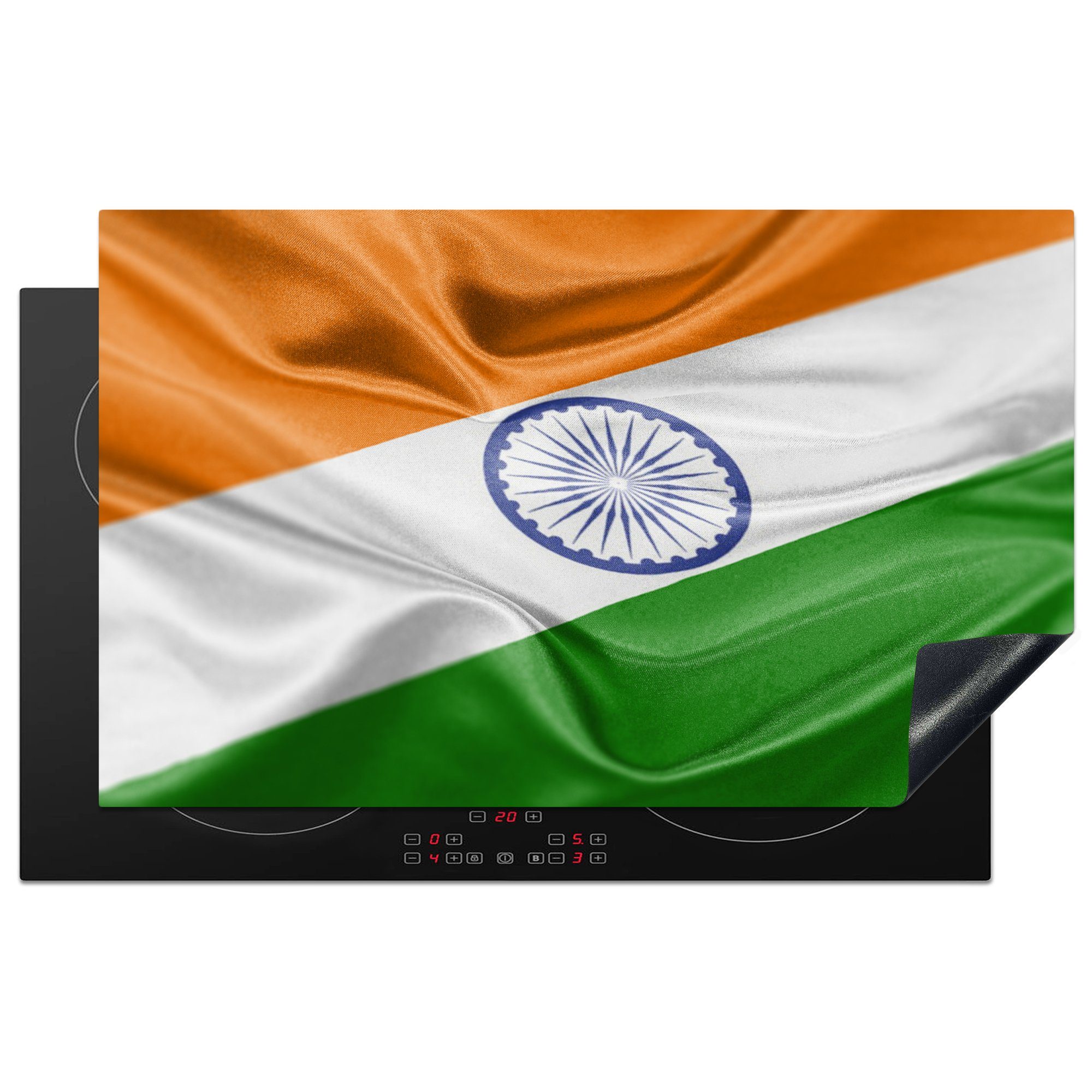 MuchoWow Herdblende-/Abdeckplatte Die Flagge von Indien, Vinyl, (1 tlg), 83x51 cm, Ceranfeldabdeckung, Arbeitsplatte für küche