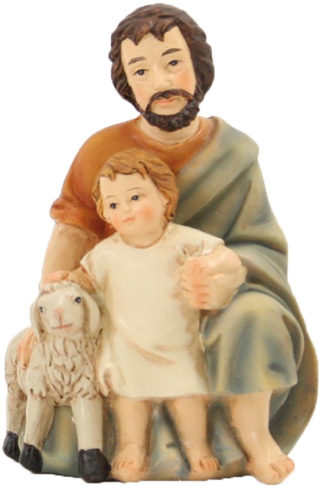 dekoprojekt Krippenfigur Krippenfigur Hirte mit Kind und Schaf (1 St)