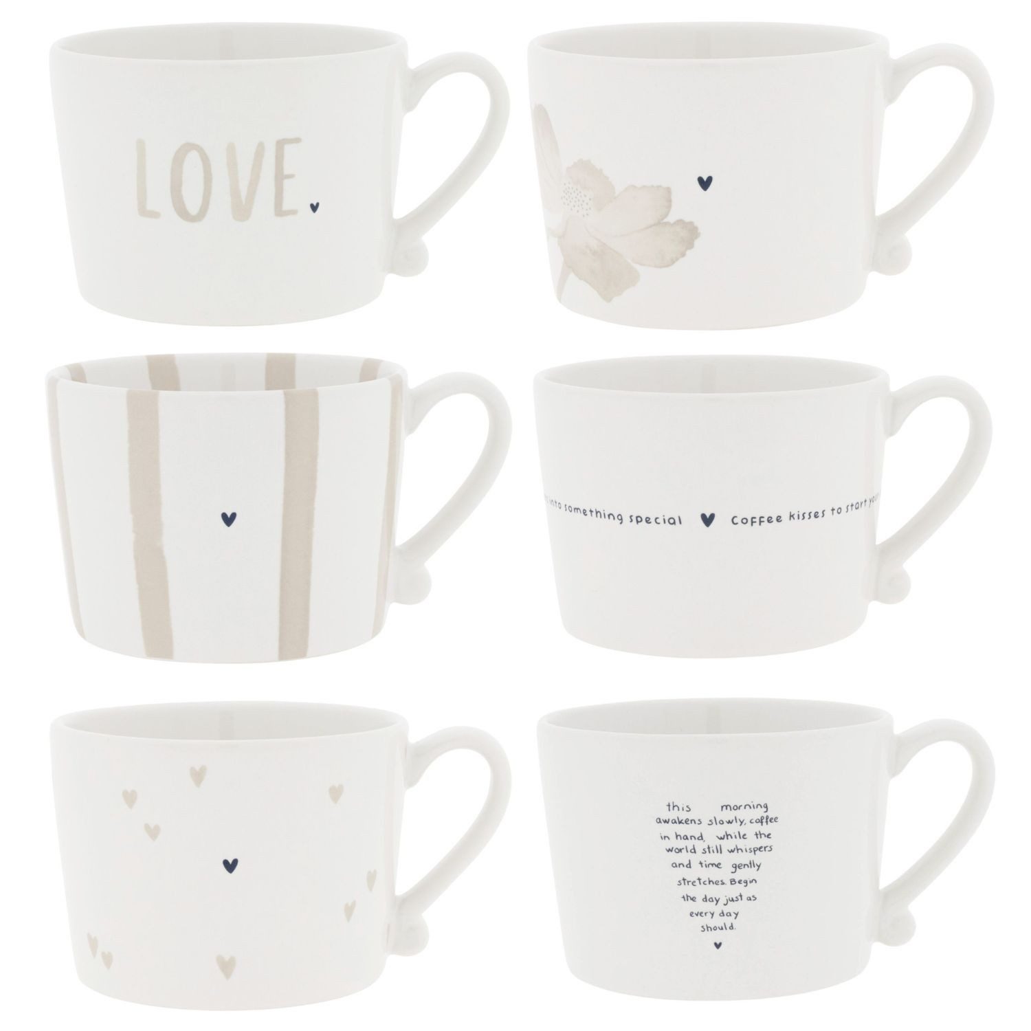 Bastion Collections Tasse Beige Titan, Keramik, Spülmaschinengeeignet, Weiß, Alle Motive, H: 7.2cm