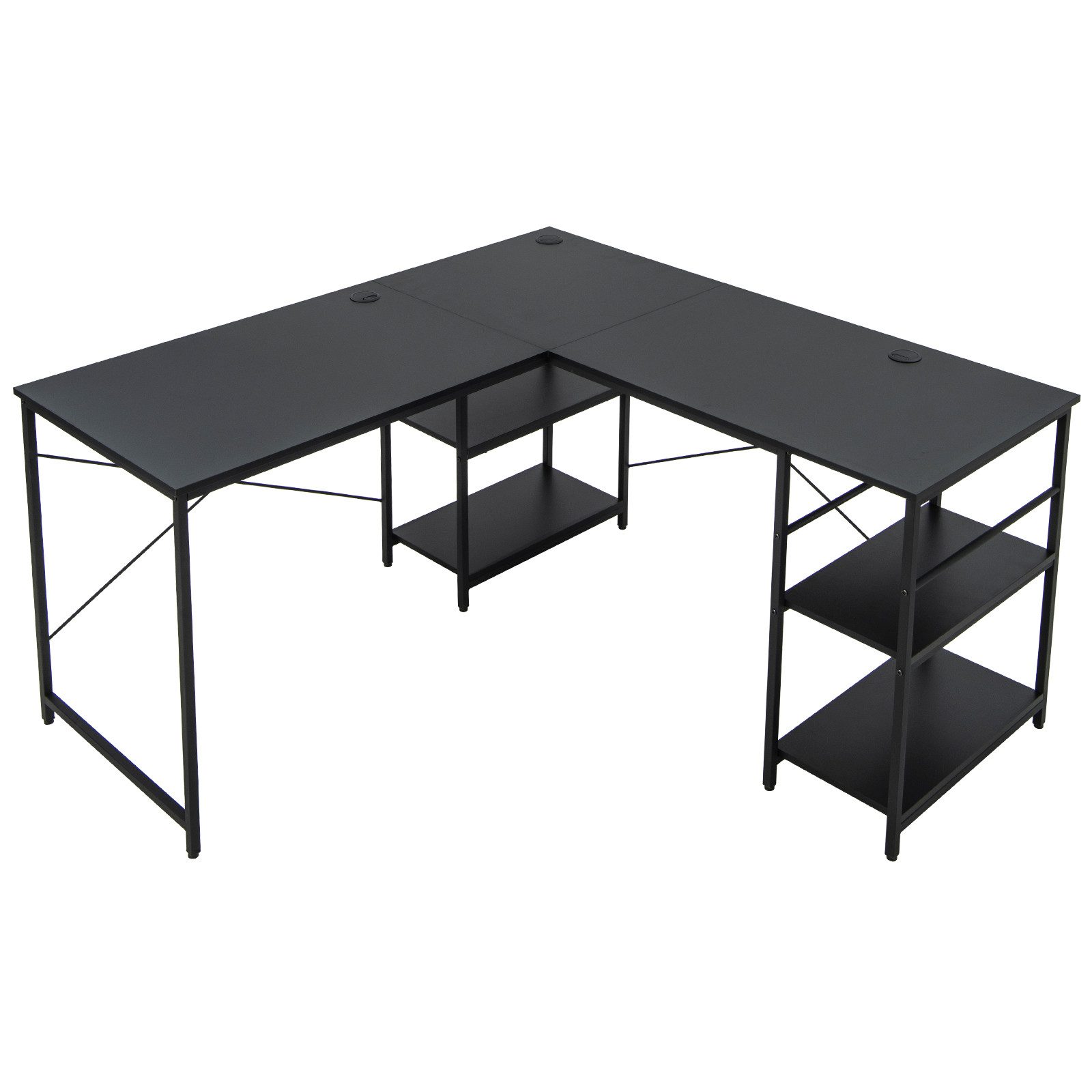 COSTWAY Eckschreibtisch, 2in1 Design, mit 4 Ablagen, 151 x 151 x 75 cm günstig online kaufen