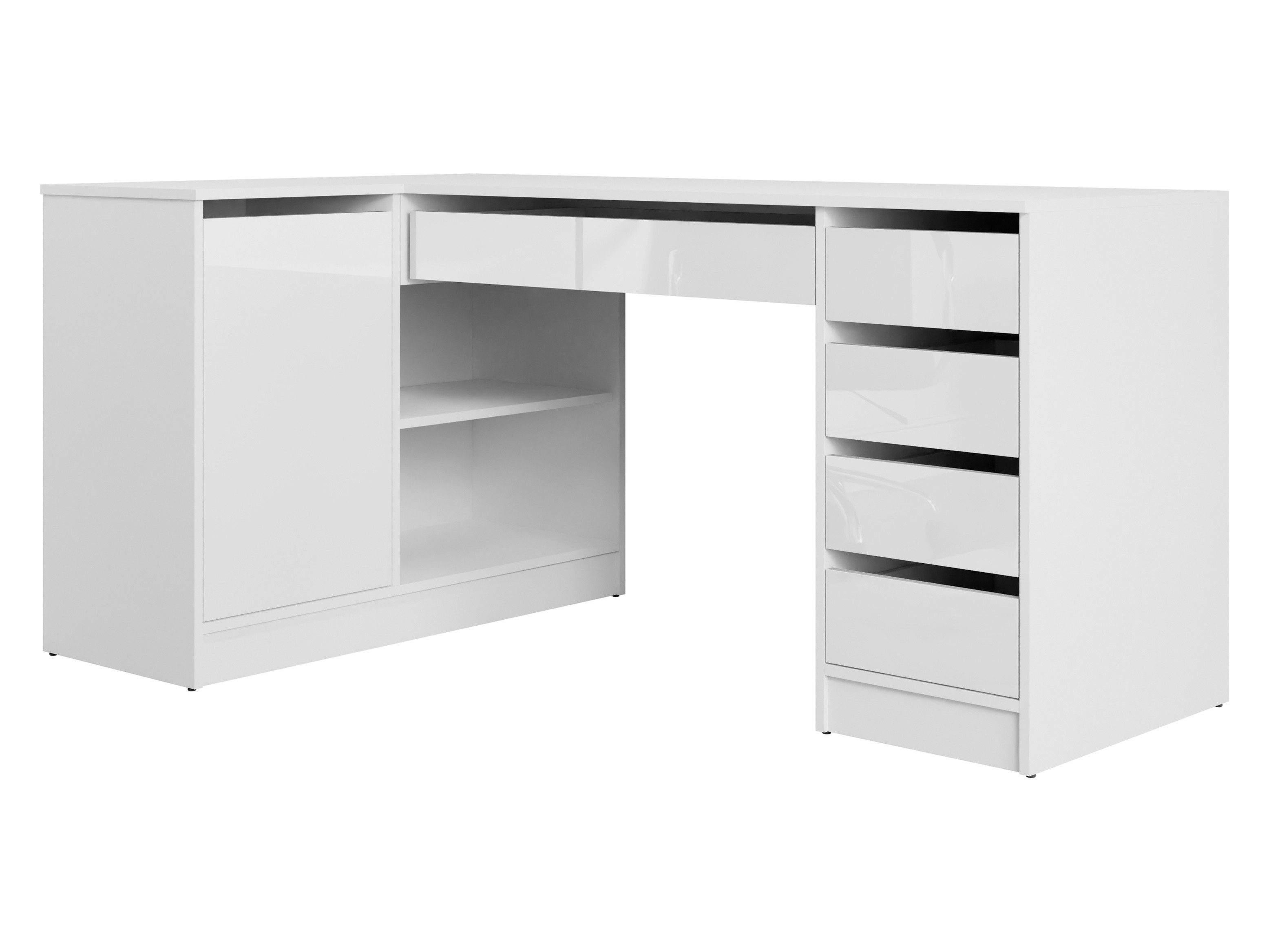 MIRJAN24 Schreibtisch Ada (mit Drehtür und fünf Schubladen), 158x98x76 cm, universell Links / Rechts