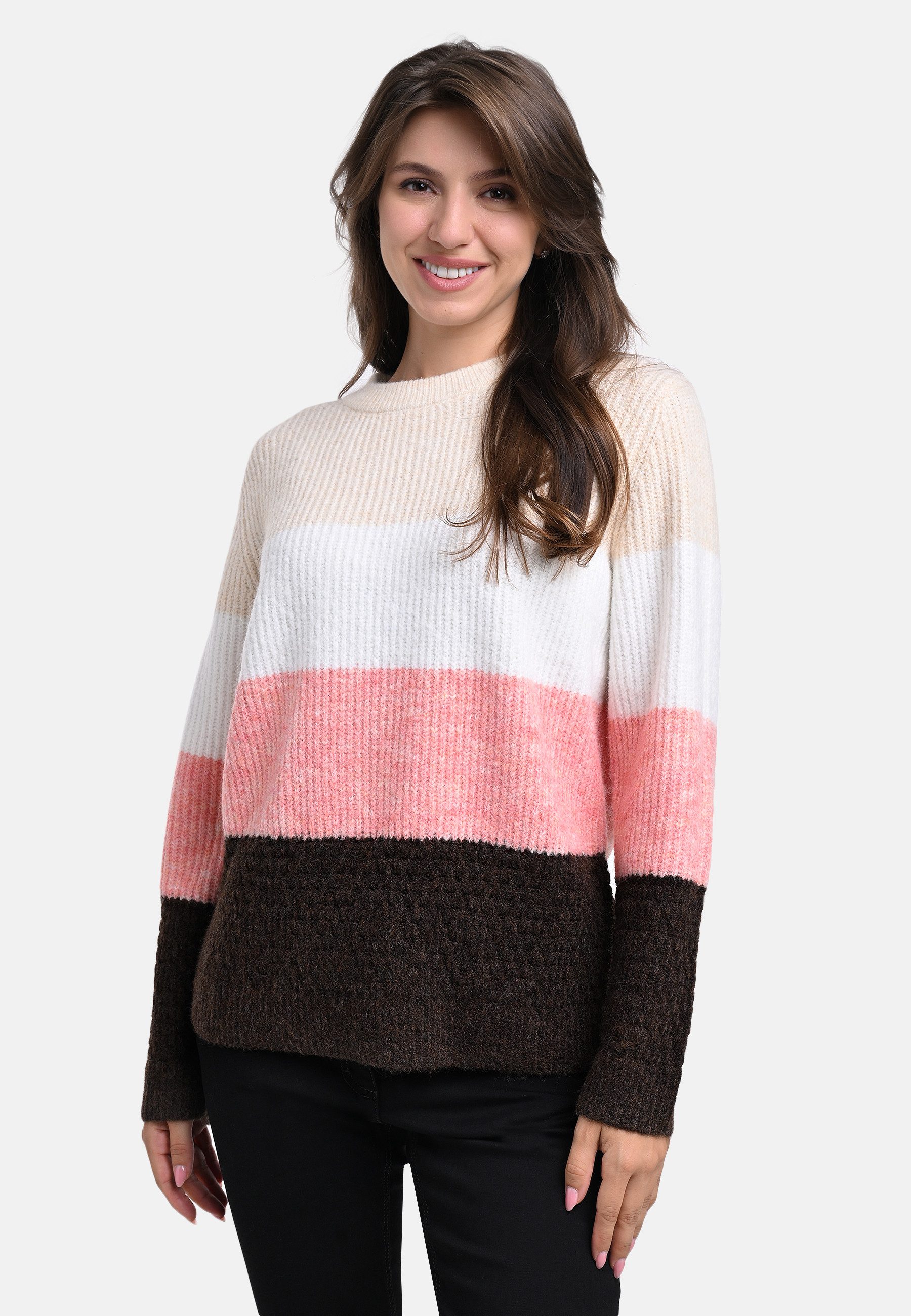 BICALLA Strickpullover Strickpullover in Rosé/Braun (1-tlg)
