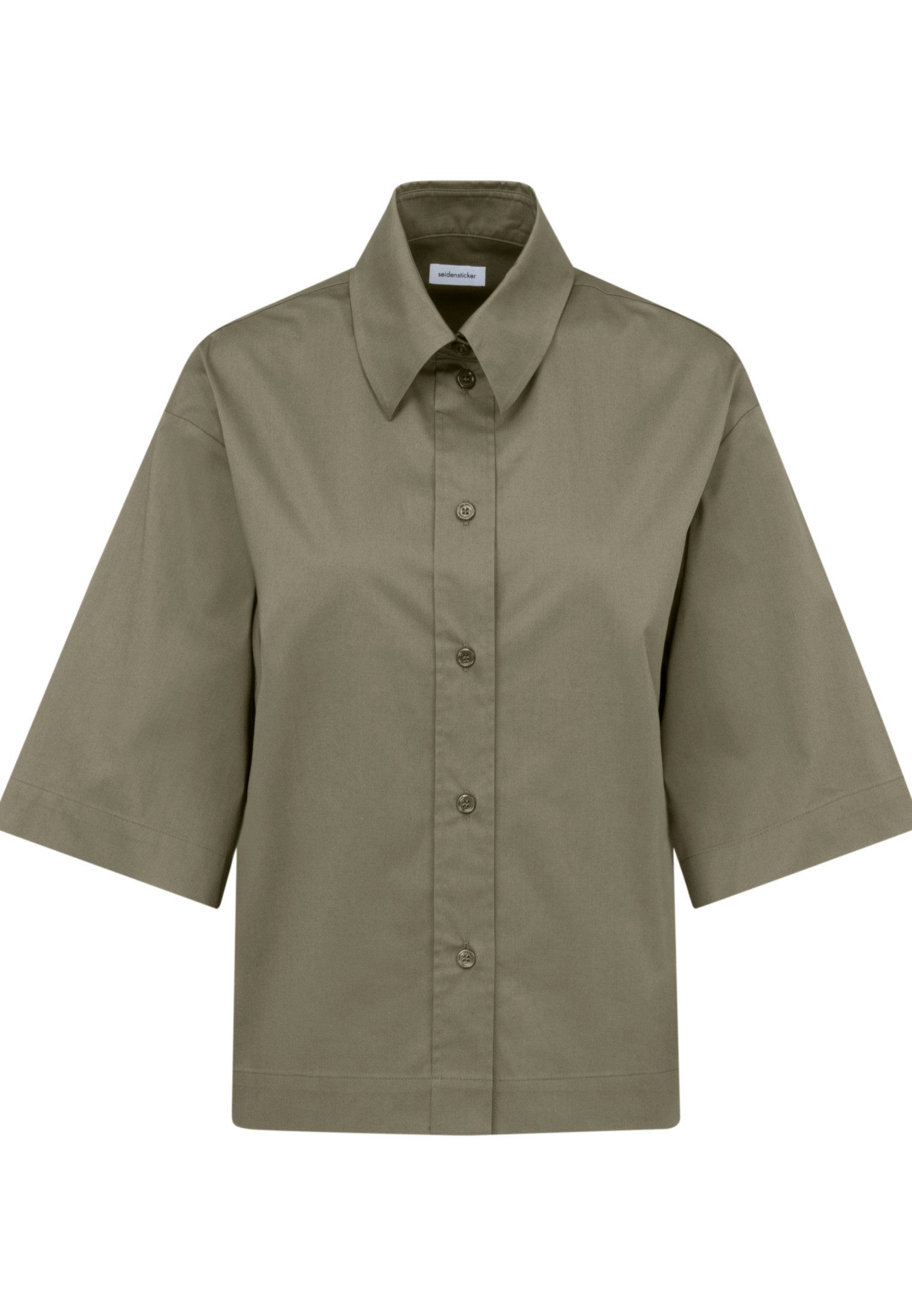 seidensticker Hemdbluse Schwarze Rose Kurzarm Kragen Uni