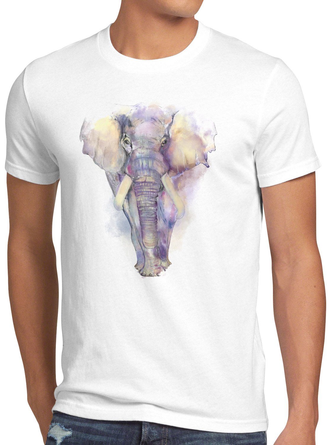 style3 T-Shirt Aquarell Elefant elephant zoo urlaub