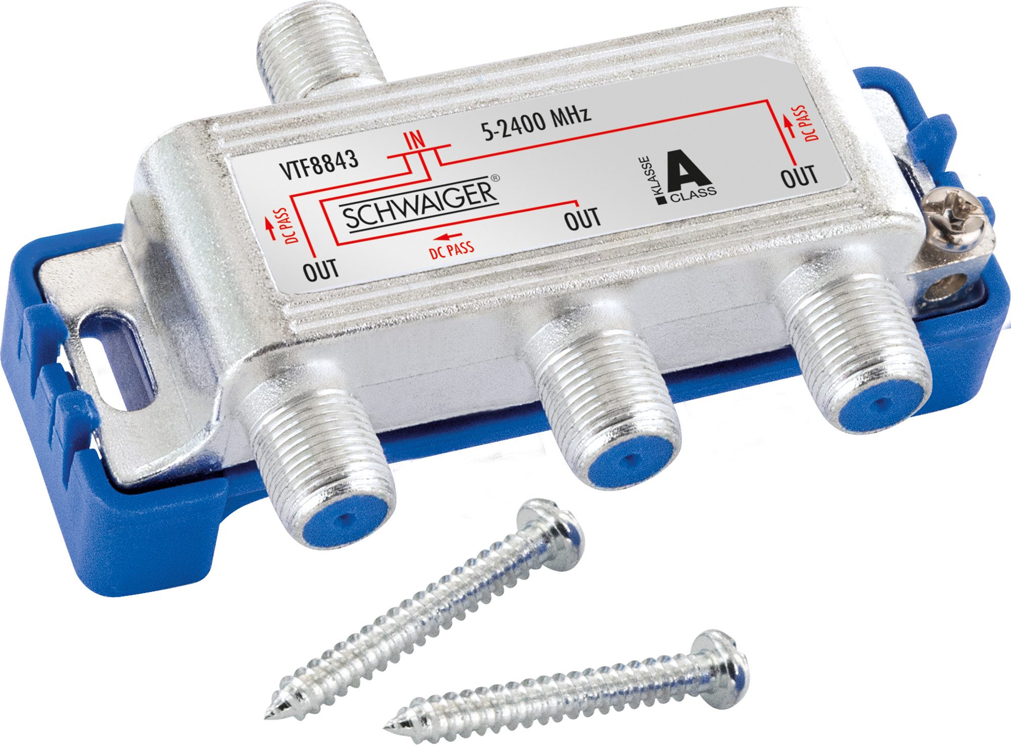 Schwaiger SAT-Verteiler VTF8843 241 (verteilt ein Signal auf drei Teilnehmer), für Kabel-, Antennen- und Satellitenanlagen