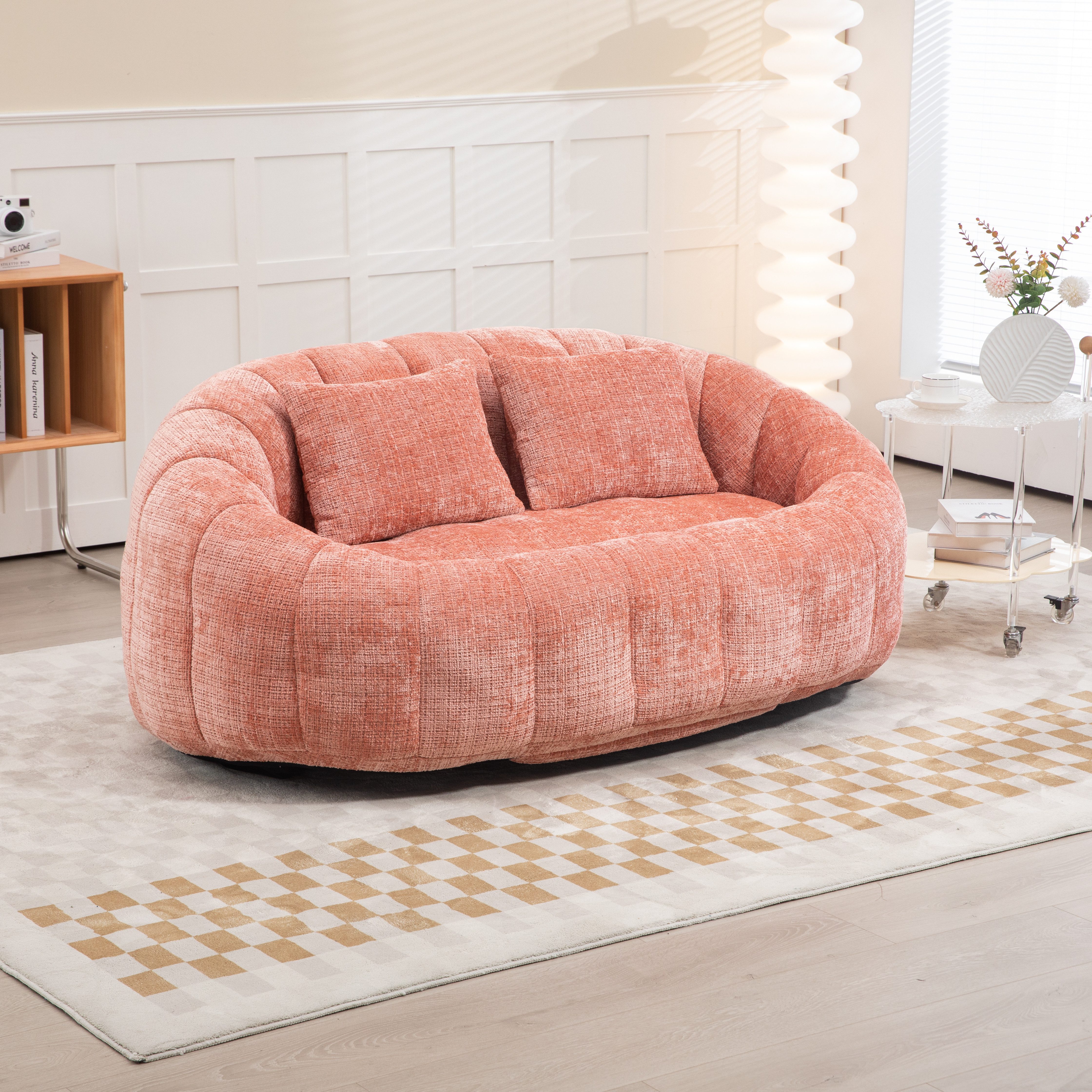 HAUSS SPOLE Schlafsofa Sitzsack Relaxsessel Posterstuhl, Extrabreit Lazy Sofa mit 2 Kissen, Lazy Sofa Bean Bag für Erwachsene & Kinder – Chenille Stuhl mit Memory-Schaum, bequem und langlebig – Ideal für Wohnzimmer, Schlafzimmer & Konferenzraum – Einfacher Einsatz ohne Montage, 150 kg Belastbarkeit, mit Relaxfunktion