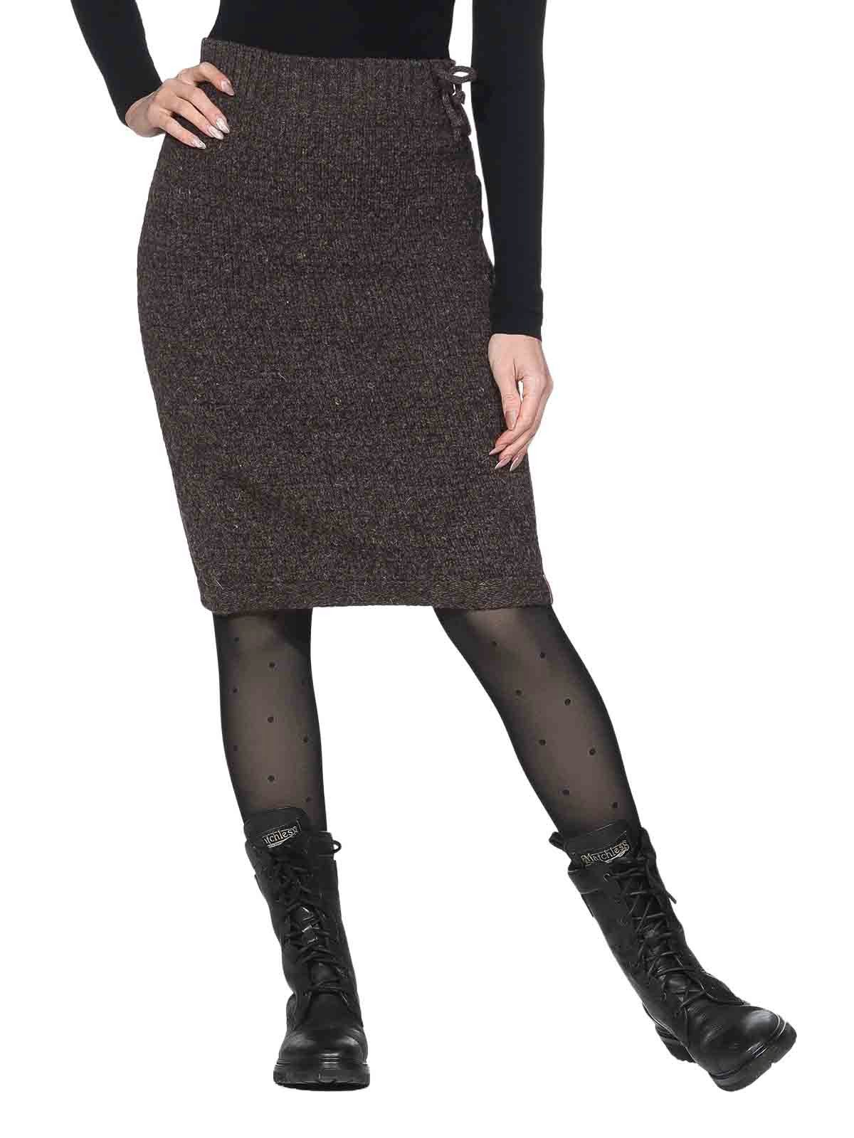 KUNST UND MAGIE Strickrock Langer Rock Klassischer Boho Strickrock Winter Wolle