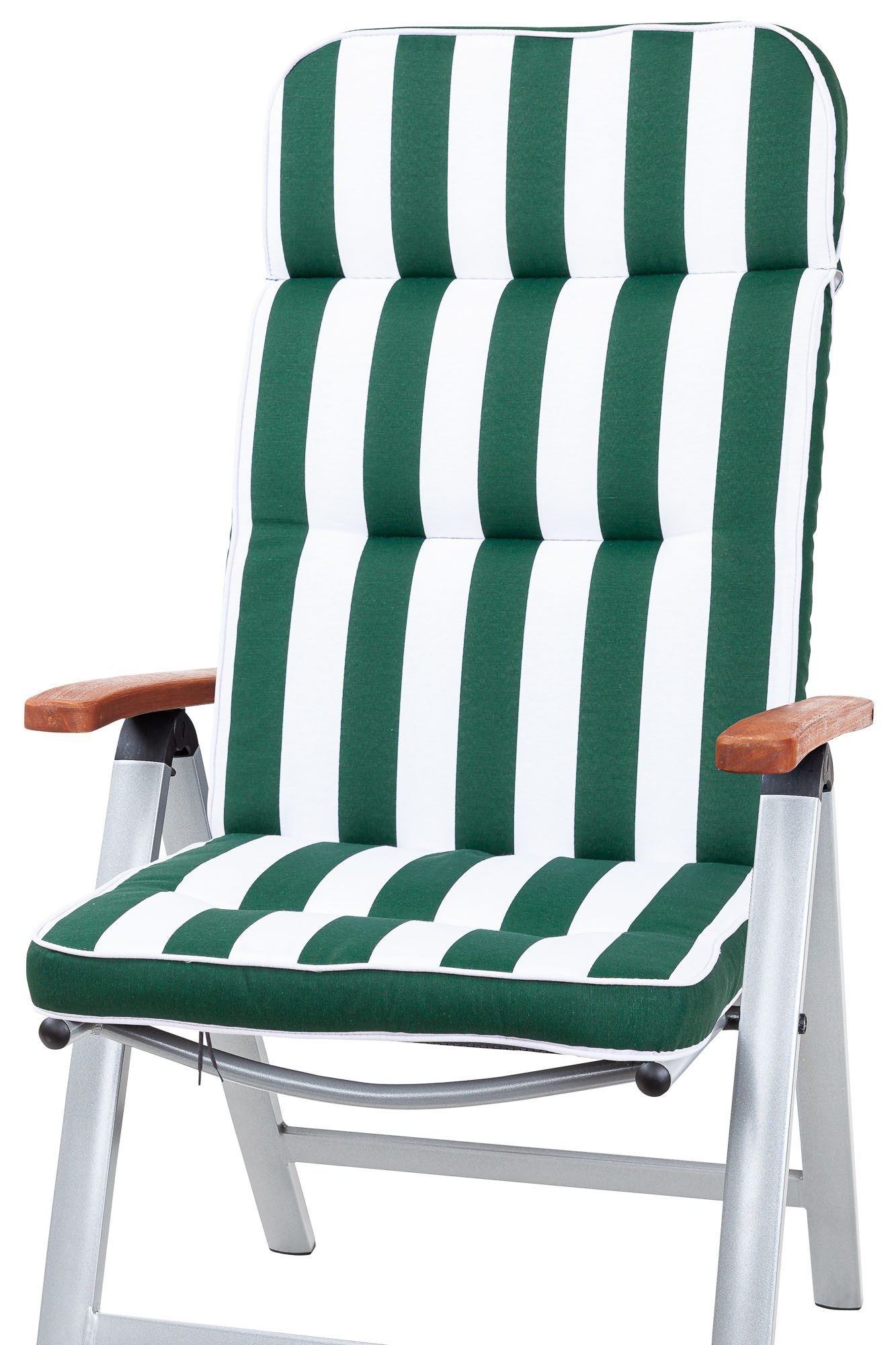 KETTtex Hochlehnerauflage Hochlehner Alicante 2154 grün-weiß Blockstreifen 120x50x7 cm KETTtex, (1 St), Halteband verstellbar mit Bindebändern – Bild 2 von 5