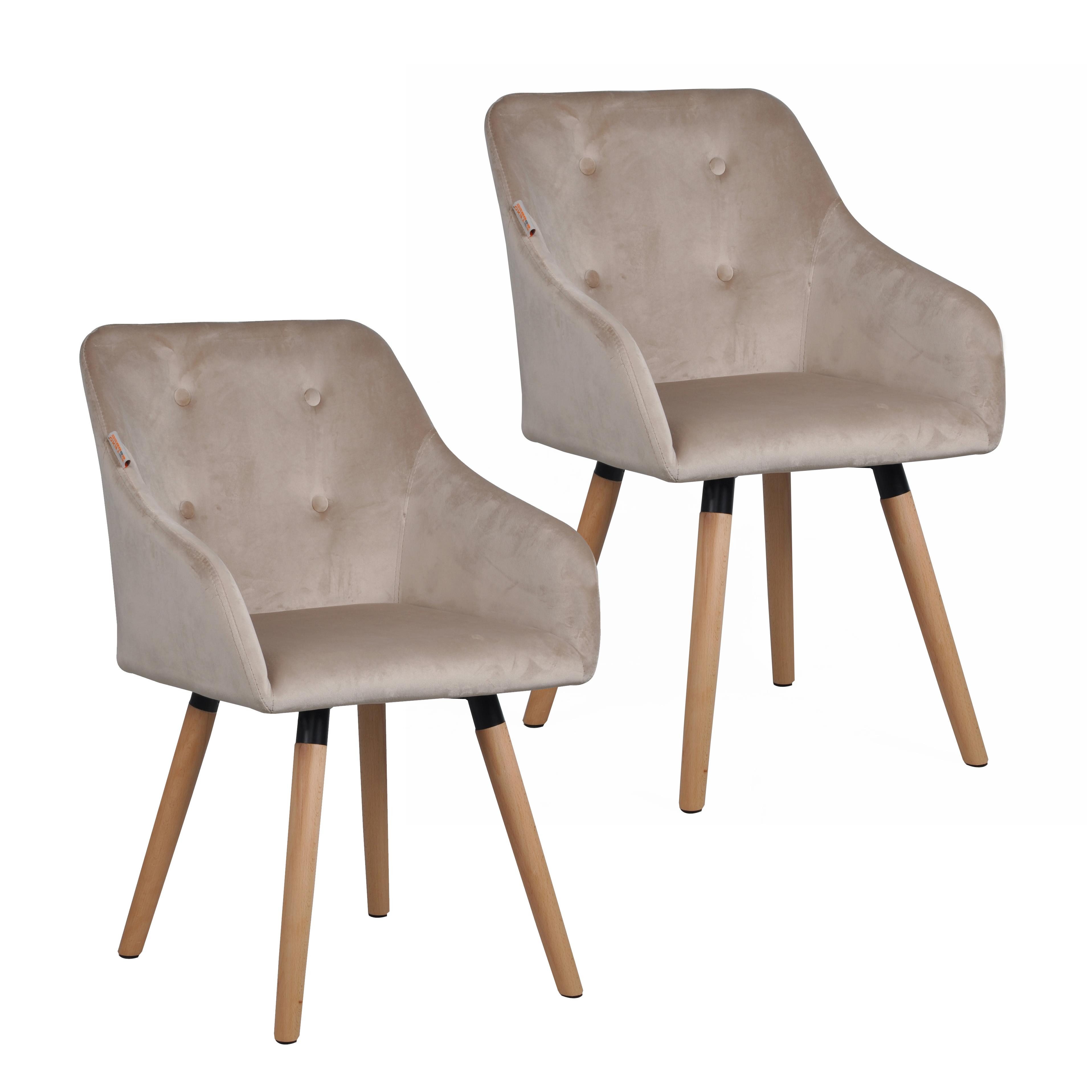 ESTEXO Esszimmerstuhl Küchenstuhl Stuhl 2er Set Vintage Essstuhl Stoff Beig günstig online kaufen