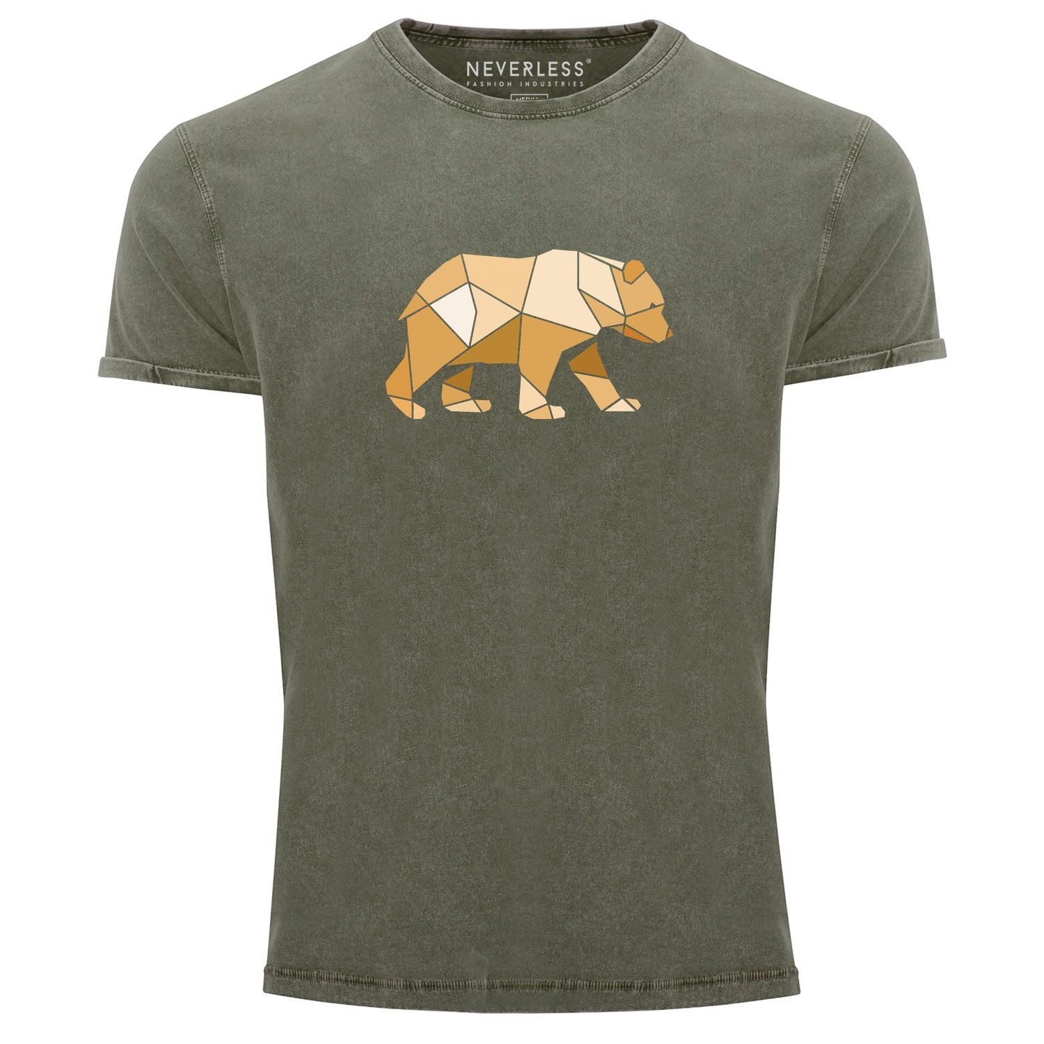 Neverless Print-Shirt Herren Vintage Shirt Bär günstig online kaufen