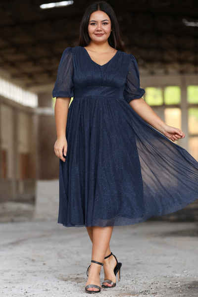 Modabout Abendkleid Damen Midikleid Sommerkleid für große Größen - NELB0553D8848LCV (1-tlg)