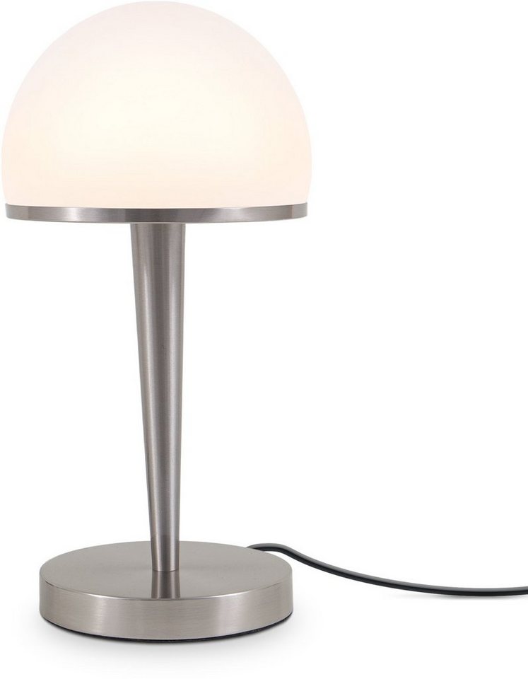 Tischlampe, dimmbar, ohne Touchdimmer B.K.Licht Glasschirm, Leuchtmittel, 4-Stufen, Bauhaus-Stil, Tischleuchte,