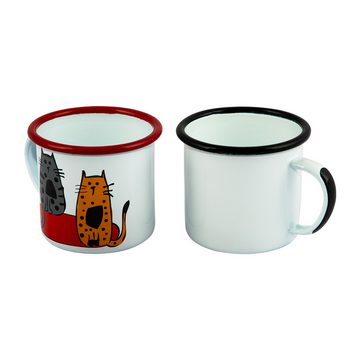 BIGGDESIGN Rasiermug Biggdesign Cats Gemustert Emaille Mug Set, Emaille Tasse, 1-tlg.