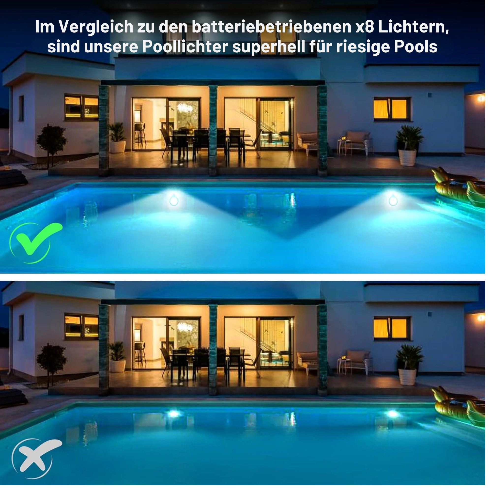 Vivitar Pool-Lampe 15W Poolbeleuchtung IP68 Wasserdicht & Dimmbar mit Magnet, LED fest integriert, RGB, APP-Steuerung - Farbwechselnde RGB-LED-Poolbeleuchtung f – Bild 5 von 5