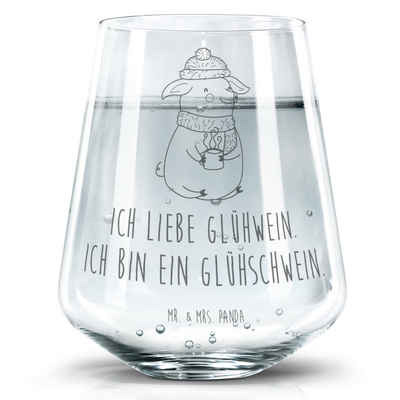 Mr. & Mrs. Panda Glas Schwein Glühwein - Transparent - Geschenk, Glühschwein, Advent, Weihn, Premium Glas, Elegantes Design