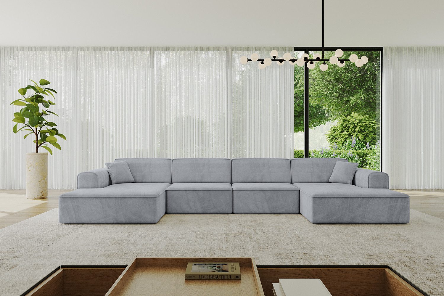 ALTDECOR Wohnlandschaft IREA-U2-v3, Sofa Praktische Bequeme Funktionsecke Couch U-Form Eckcouch, Corner Sofa U-Form Vielseitige Sofa Wohnlandschaft Wohnzimmer