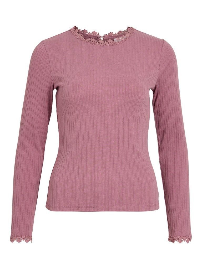 Vila Langarmshirt VIBABIA FLOWER O-NECK L/S TOP/LC