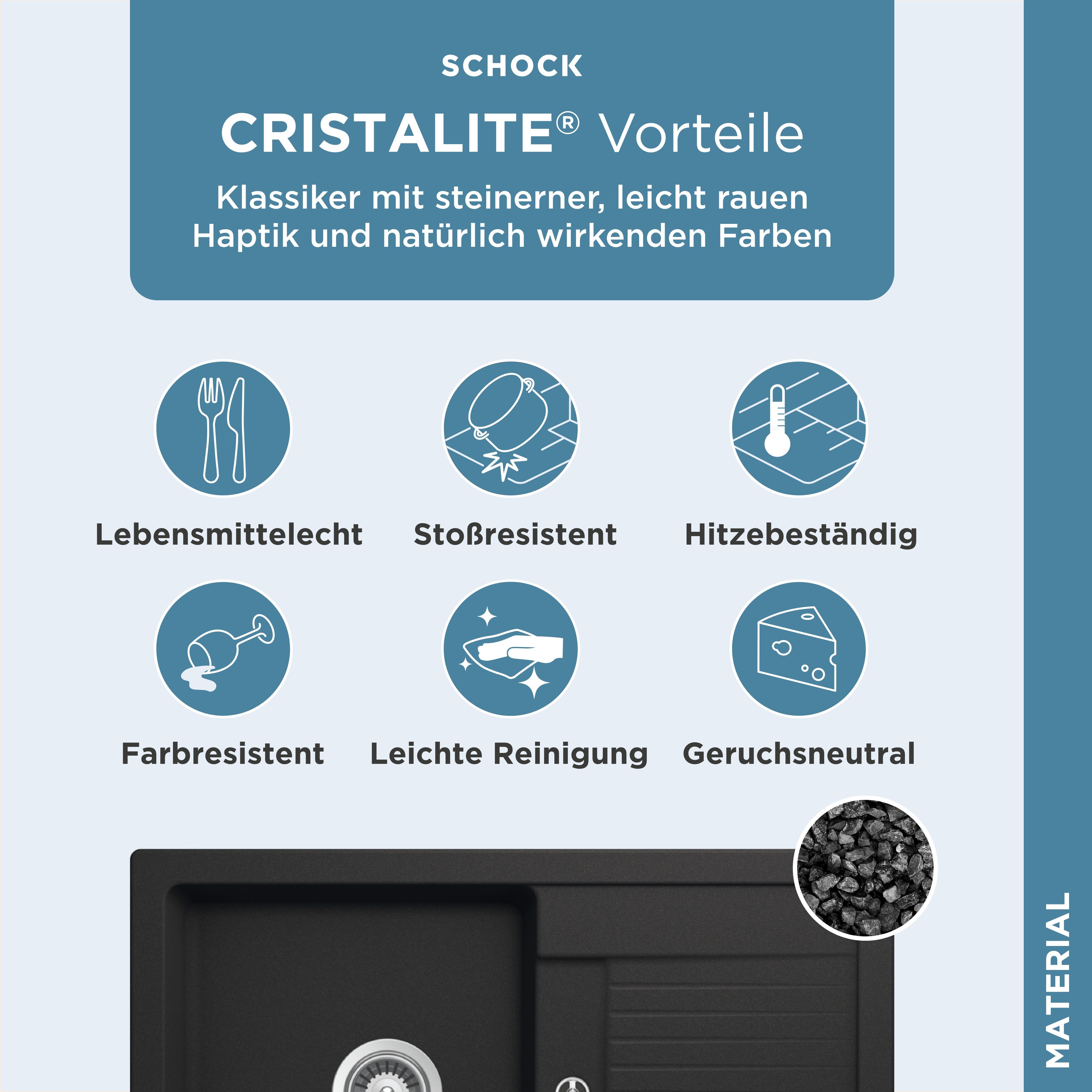 Schock Granitspüle Lima D-100S, eckig, 78/50 cm, 78/50 cm, Auflagespüle