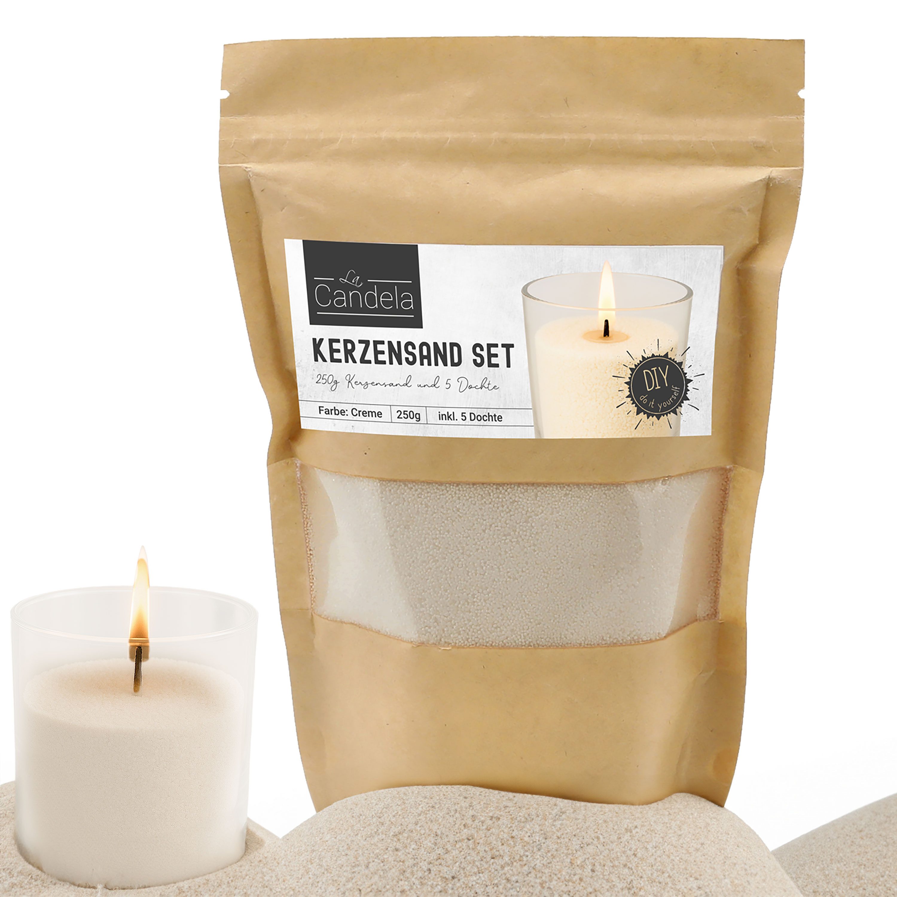 CEPEWA Formkerze DIY Kerzensand 5 Dochte 250gr creme Paraffinwachs Sandgran günstig online kaufen