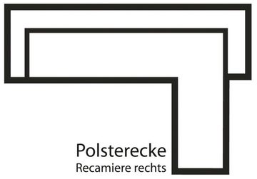 andas Ecksofa Bille L-Form, mit Naht im Rückenkissen und Beinen aus Eichenholz