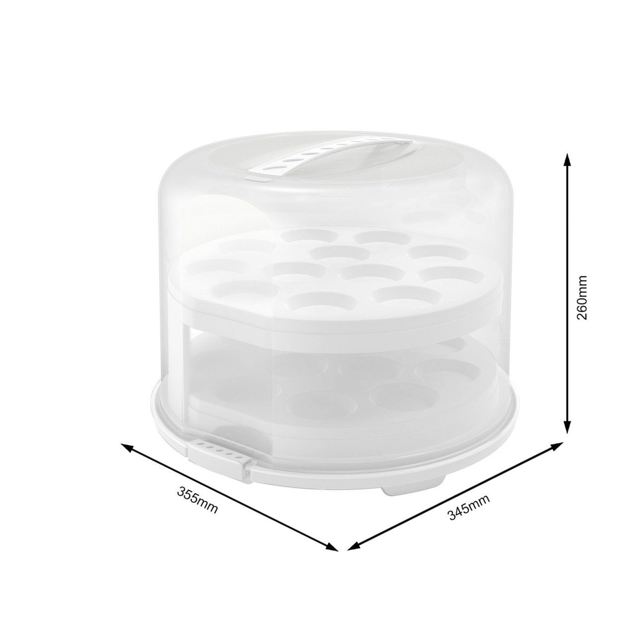 Fresh ROTHO Küchenorganizer-Set Weiß inkl. / 26 XL mit Rotho cm Tortenglocke Trays Transparent