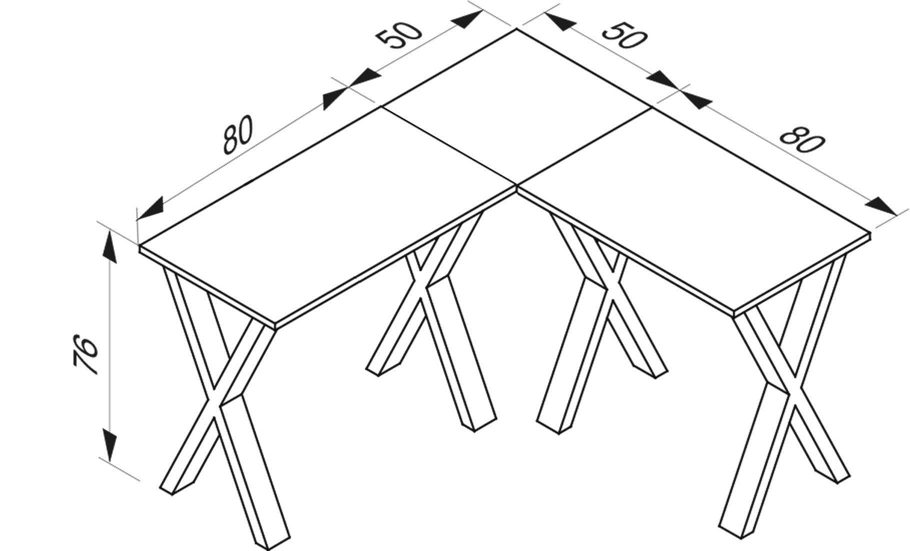 VCM Schreibtisch Bürotisch Eckschreibtisch Lona H. 76 x B. 130 x T., VCM Holz Schreibtisch, L Form links oder rechts