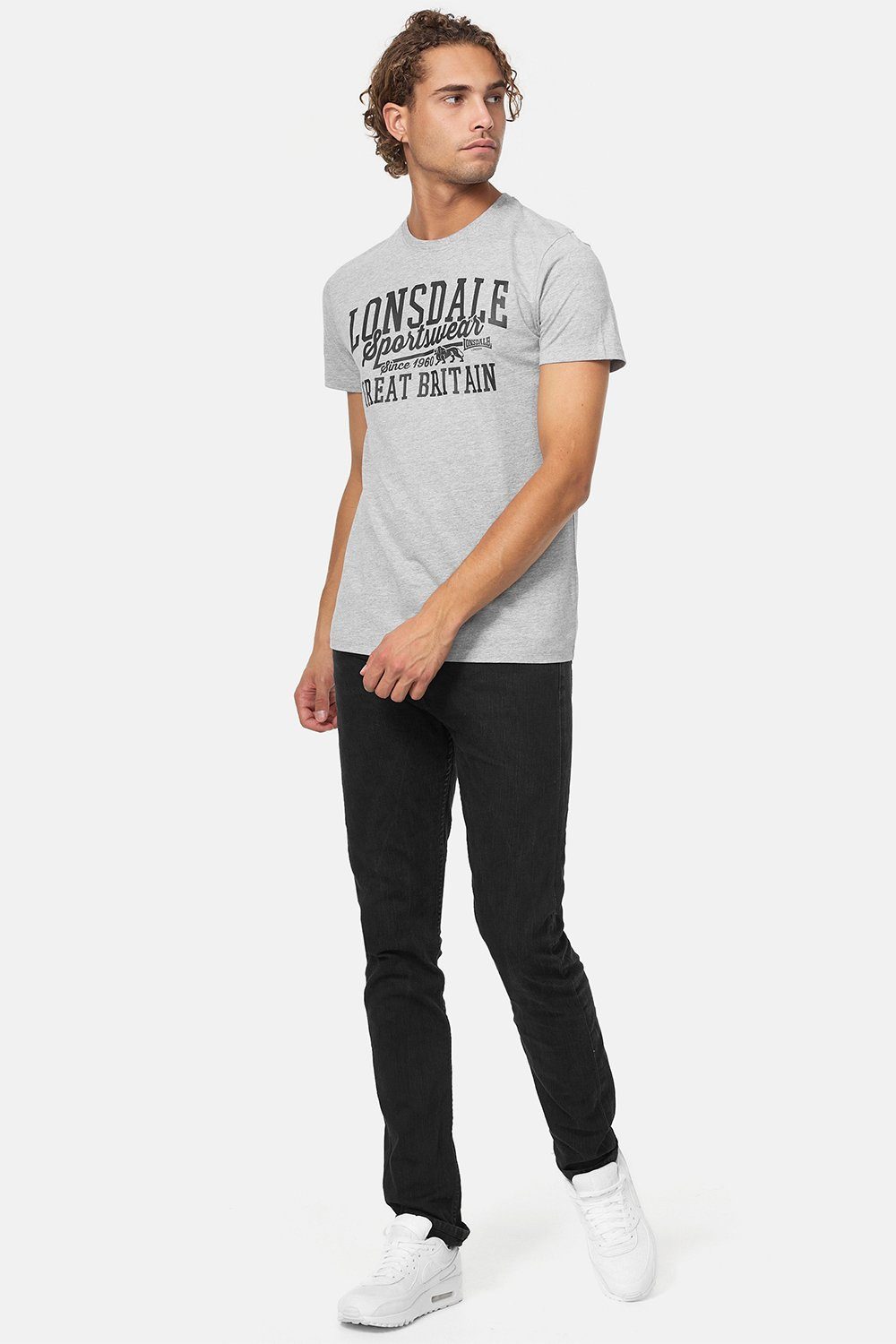DERVAIG Lonsdale Marl Grey/Black T-Shirt