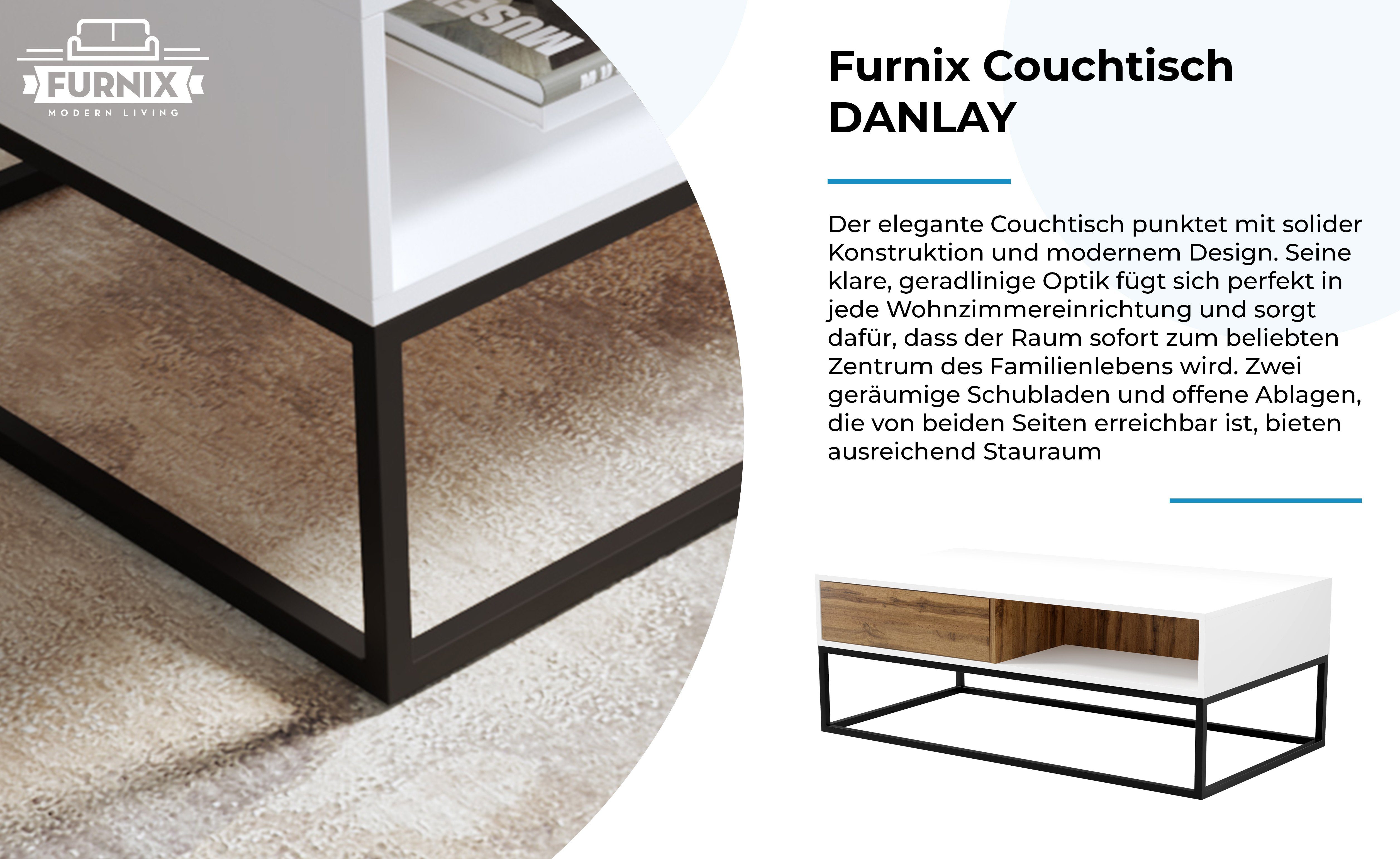 Stellfüße B120 cm Schwarz/Wotan H45 GESTELL Schubladen, & T67 Furnix Kaffeetisch DANLAY x Couchtisch x