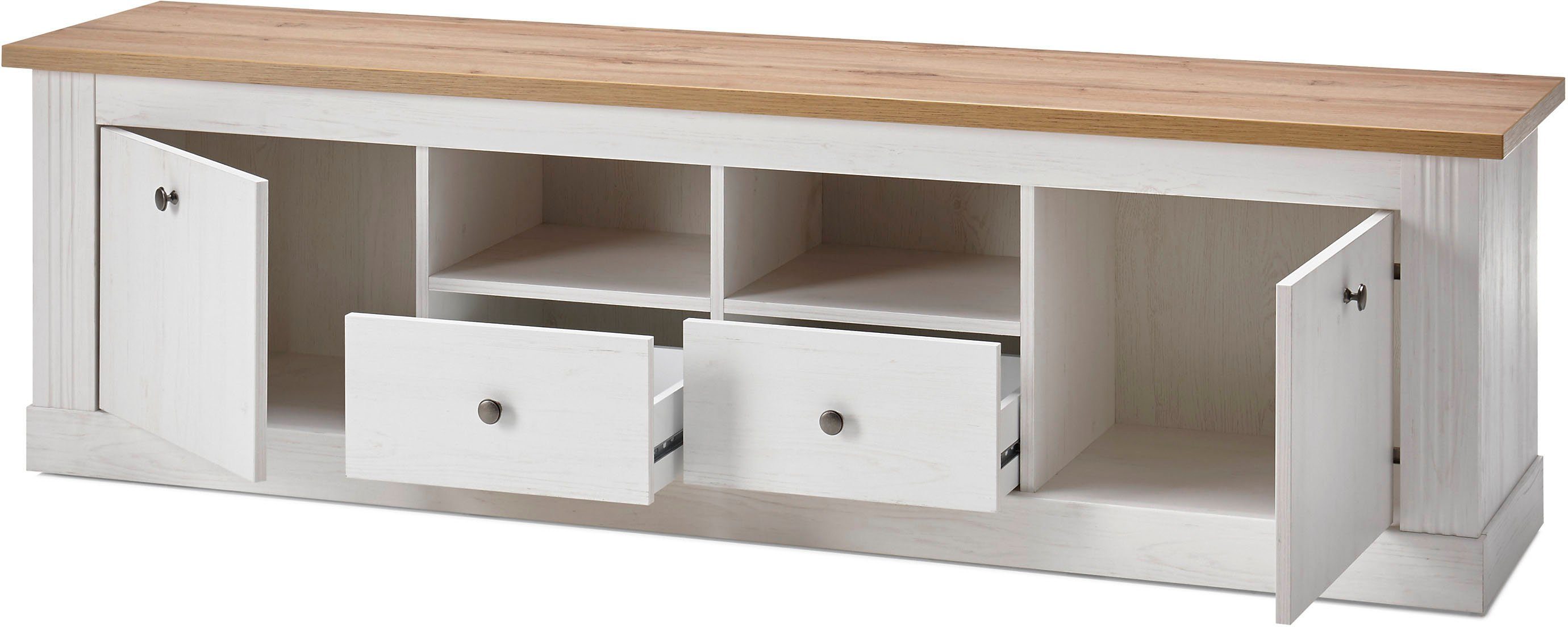 OTTO home Wohnwand Westminster TOPSELLER!, (Set, 4-St., 2 Vitrinen, Lowboard, Wandregal), im romantischen Landhausstil