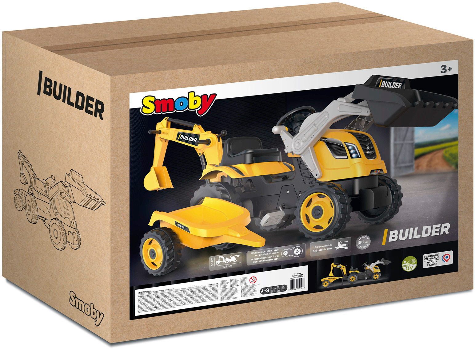 Tretfahrzeug Outdoor Spielzeug Traktor + Anhänger Builder Max orange 7600710304