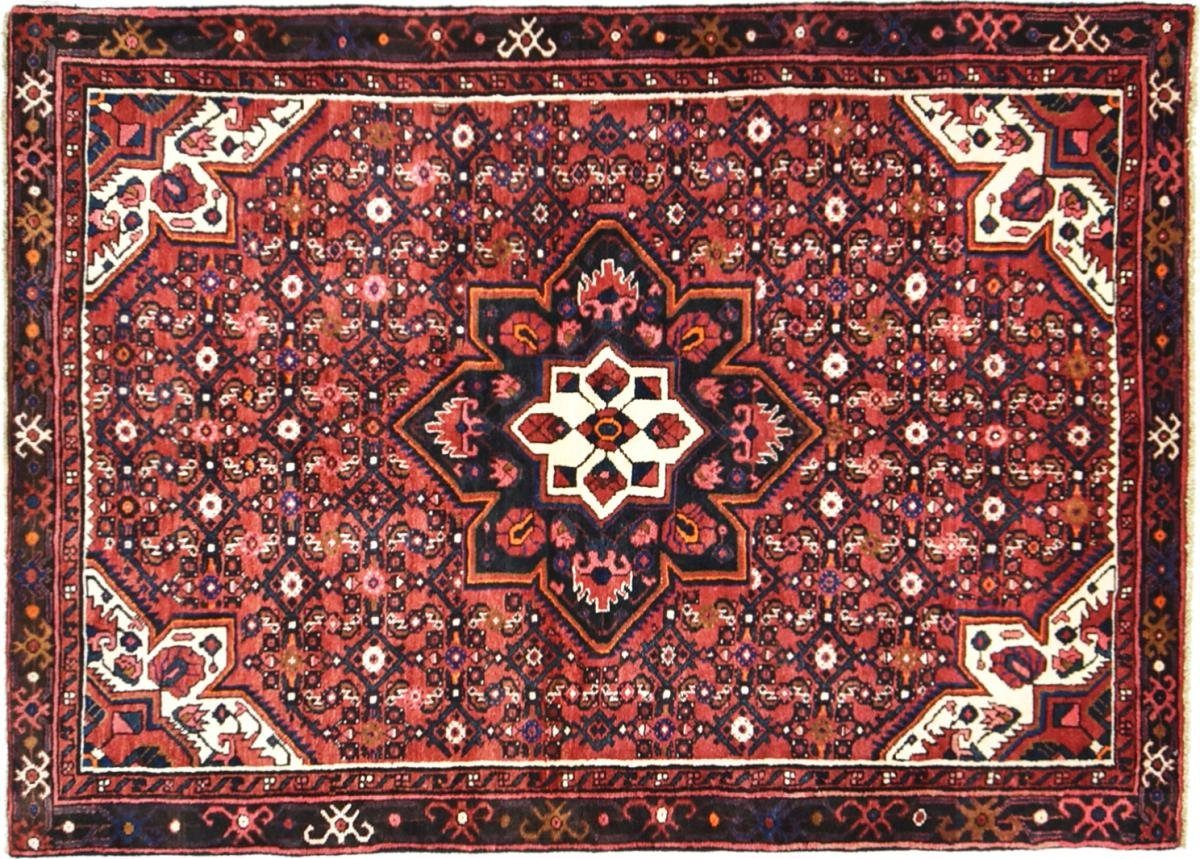 Orientteppich Hosseinabad 139x195 Handgeknüpfter Orientteppich / Perserteppich, Nain Trading, rechteckig, Höhe: 12 mm