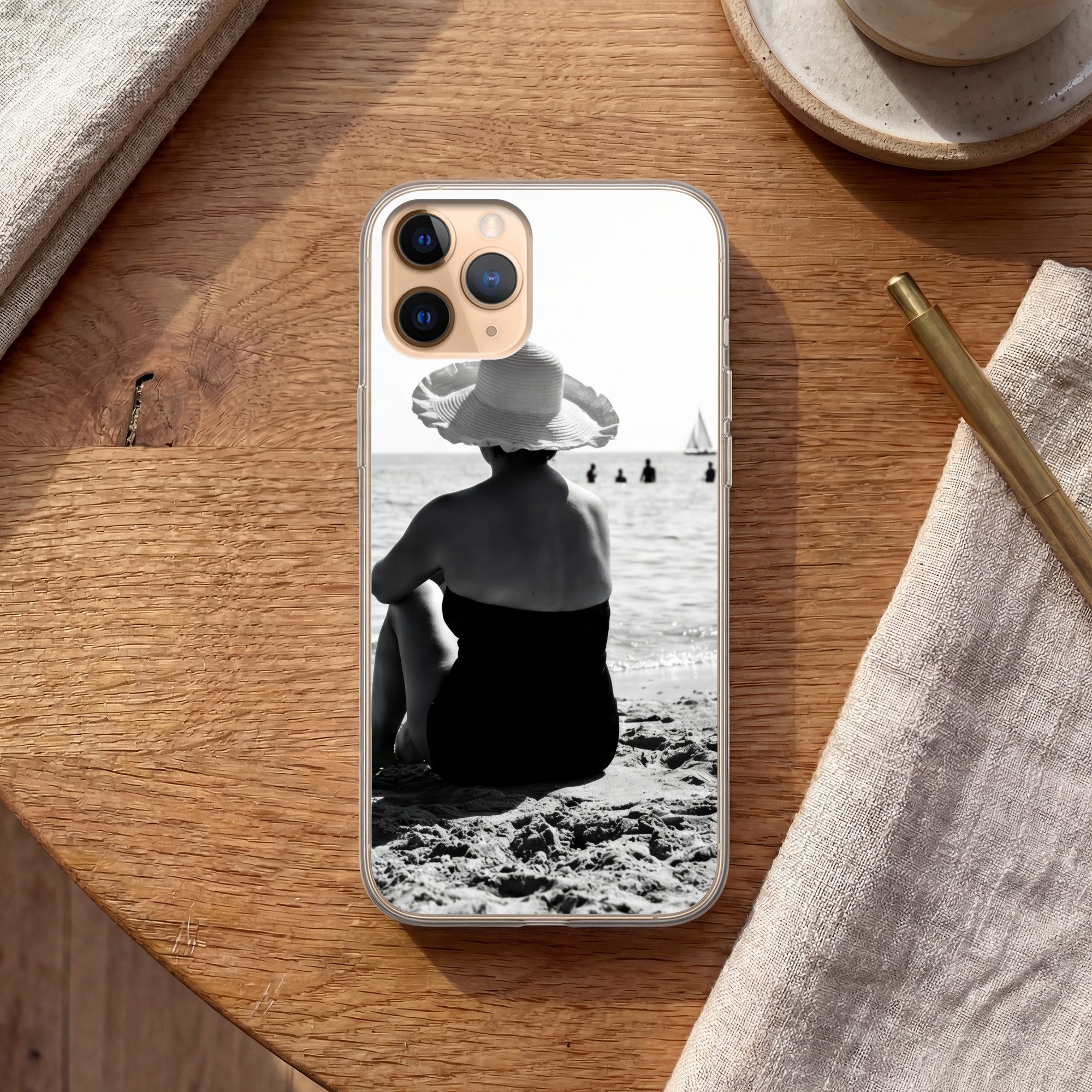 MuchoWow Handyhülle für Apple iPhone 11 Pro Max Frauen - Sonnenhut - Strand - Schwarz - We, Smartphone-Bumper, Print, Handy Schutzhülle Dünn