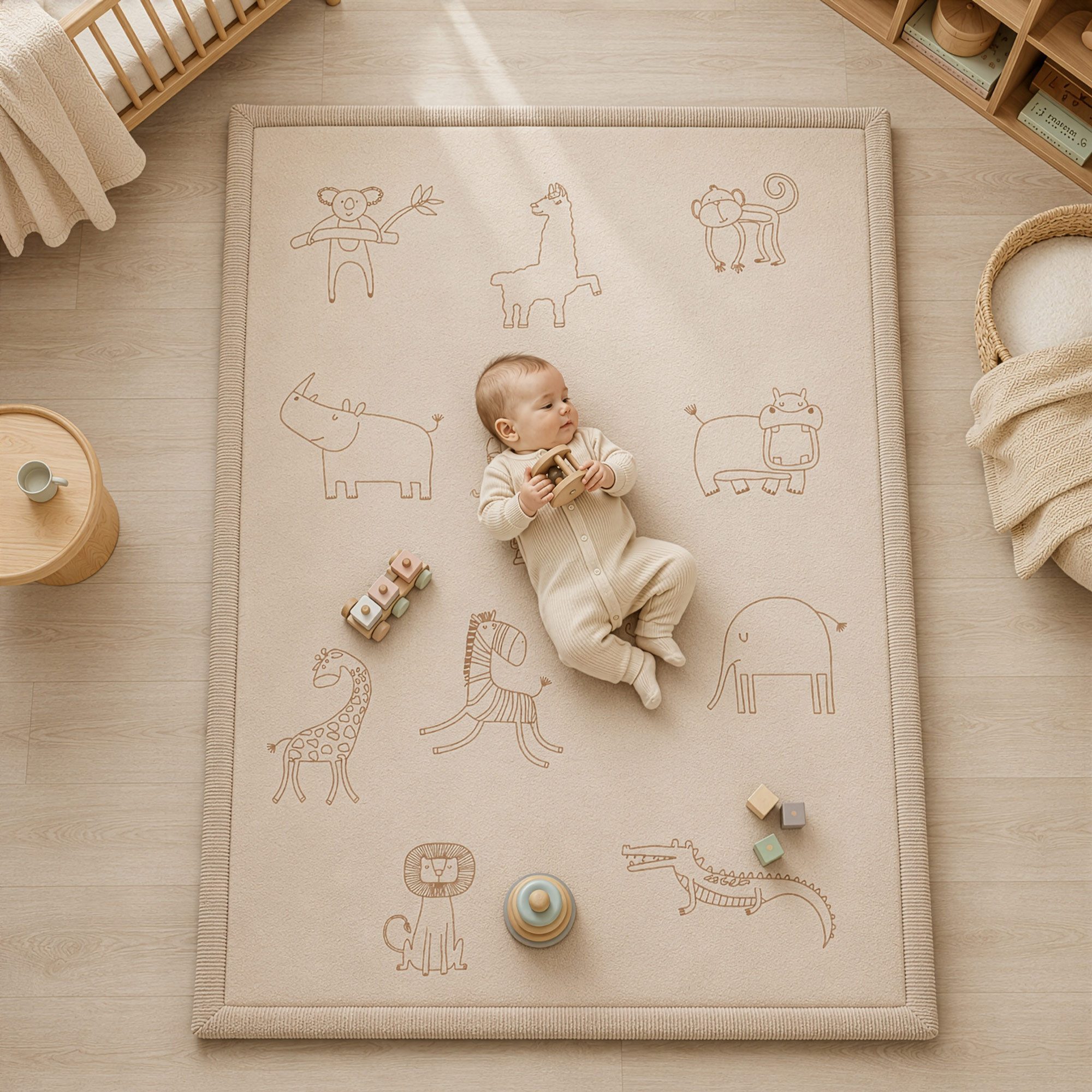 Sanosoft Kinderteppich Sanosoft samtweicher und kuscheliger Krabbelteppich "Afrika" 120x170cm, Höhe: 30 mm, Öko-Tex 100
