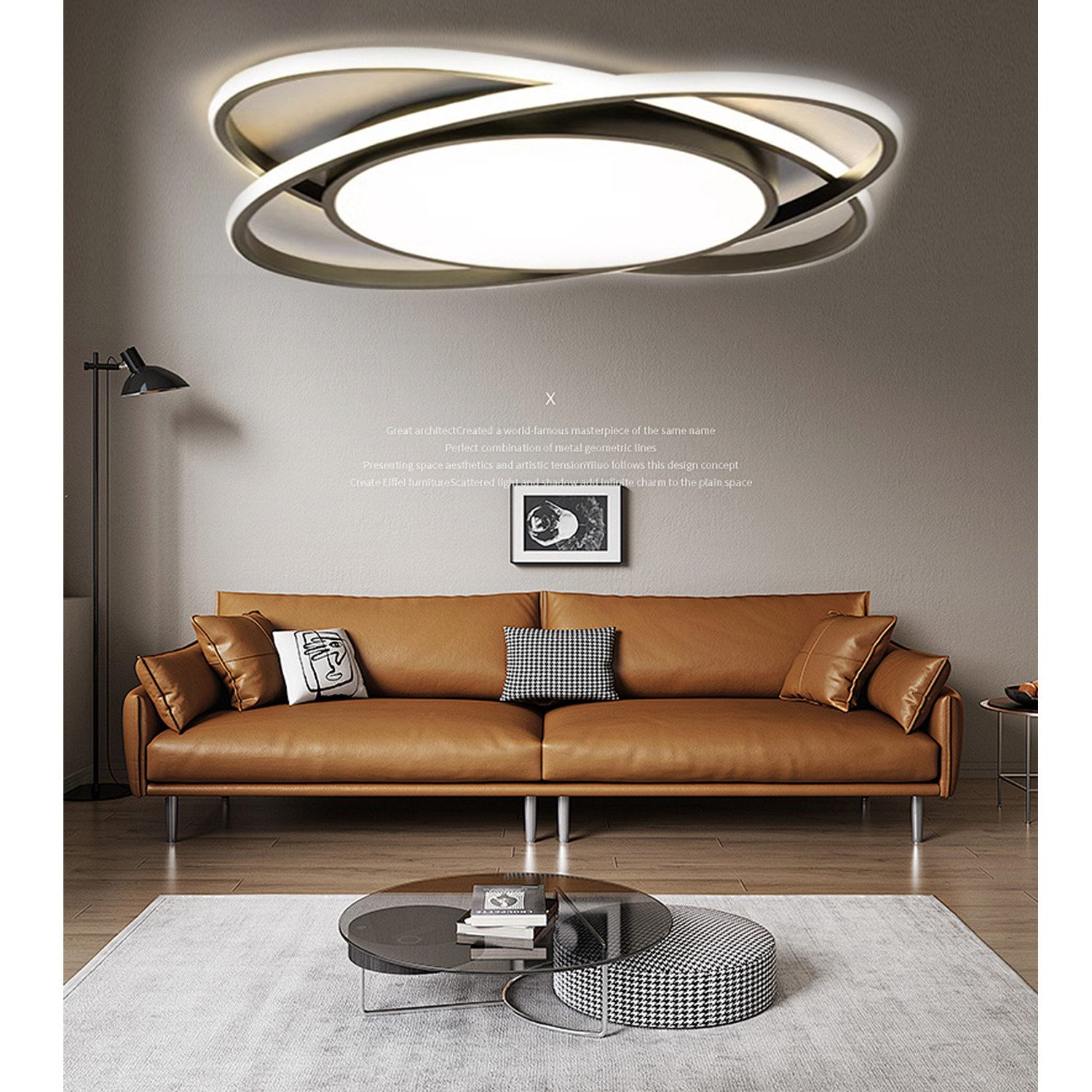 OYLCDI Deckenleuchten LED Deckenlampe Ø53cm,Dimmbar mit Fernbedienung für Wohnzimmer, LED fest integriert, 62W 3000-6500k, Modern Runde Wohnzimmer Schlafzimmer Arbeitszimmer Esszimmer Dekoration Lampen, Mit Speicherfunktion.Lichtfarbe- und Helligkeit einstellbar