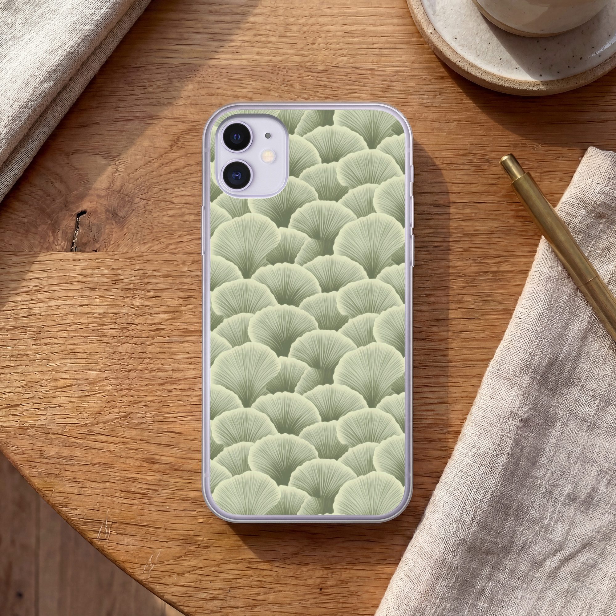 MuchoWow Handyhülle für Apple iPhone 11 Fächer - Blatt - Grün, Smartphone-Bumper, Print, Handy Schutzhülle Dünn