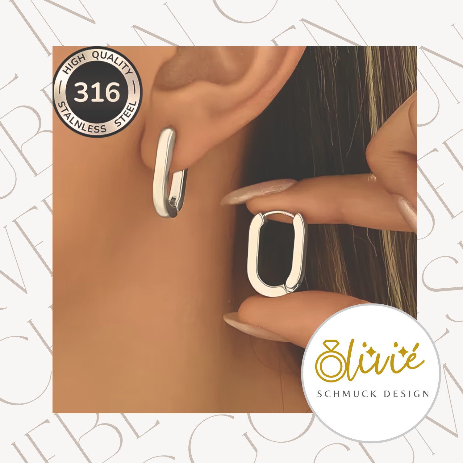 XCOAST Серьги-Set Damen-Ohrringe aus Edelstahl – Silber, hypoallergen, edel & zeitlos (1-tlg., 1 Paar Серьги im Schmuck Etui), oval, edel verabeitet, eleganter Schnitt, hochwertig