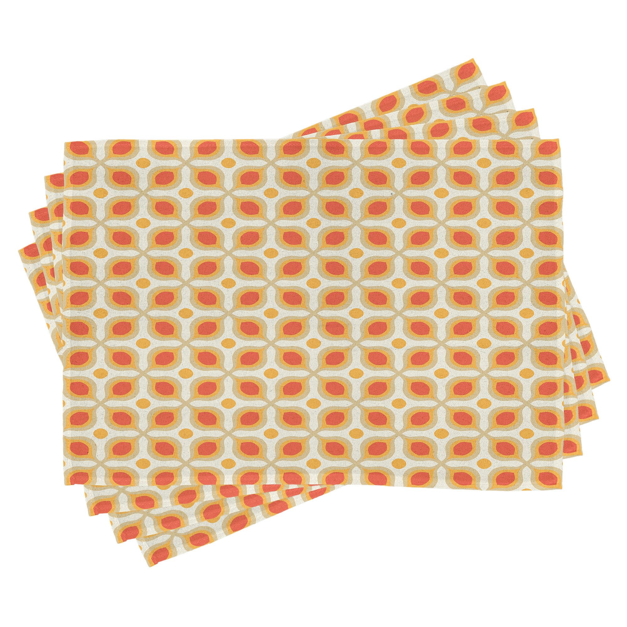 Abakuhaus Platzset Waschbare Stoff Esszimmer Küche Tischdekorations Digitaldruck, (4-teilig, 4-St., Set aus 4x), Jahrgang 70er Boho Geometric