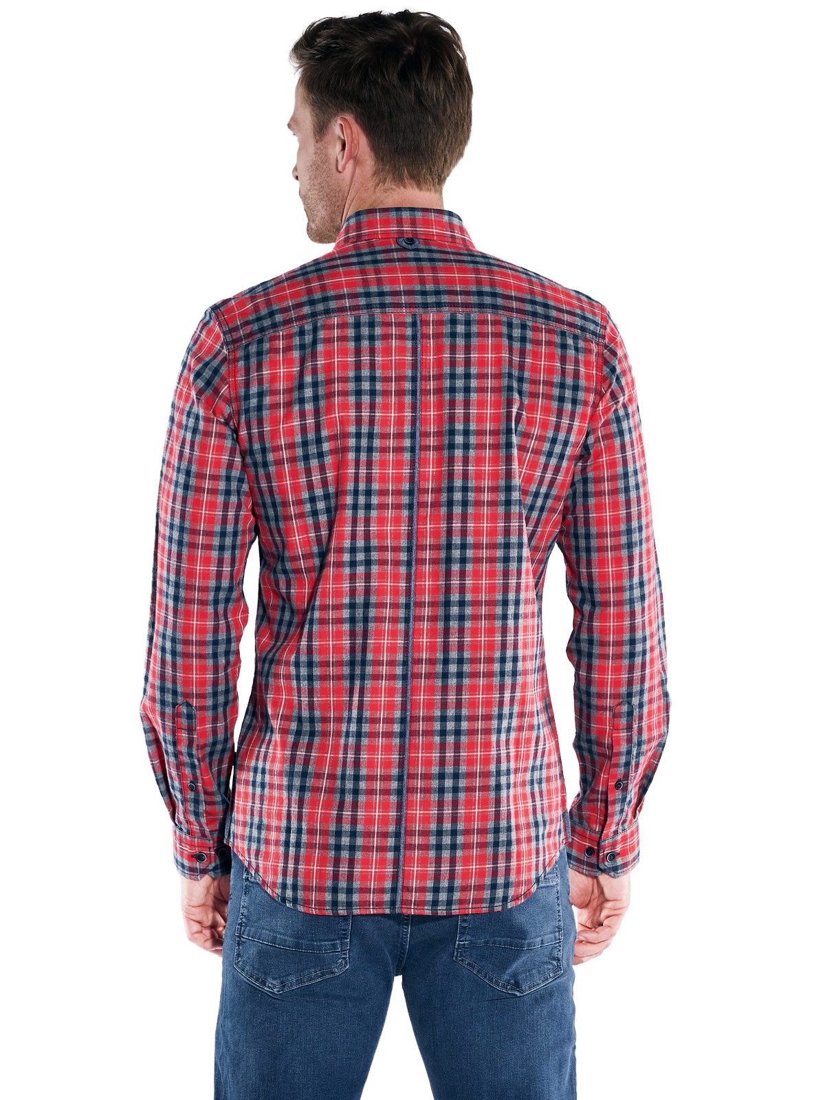 Engbers Langarmhemd engbers Herren Langarm-Hemd kariert, Feuerrot günstig online kaufen