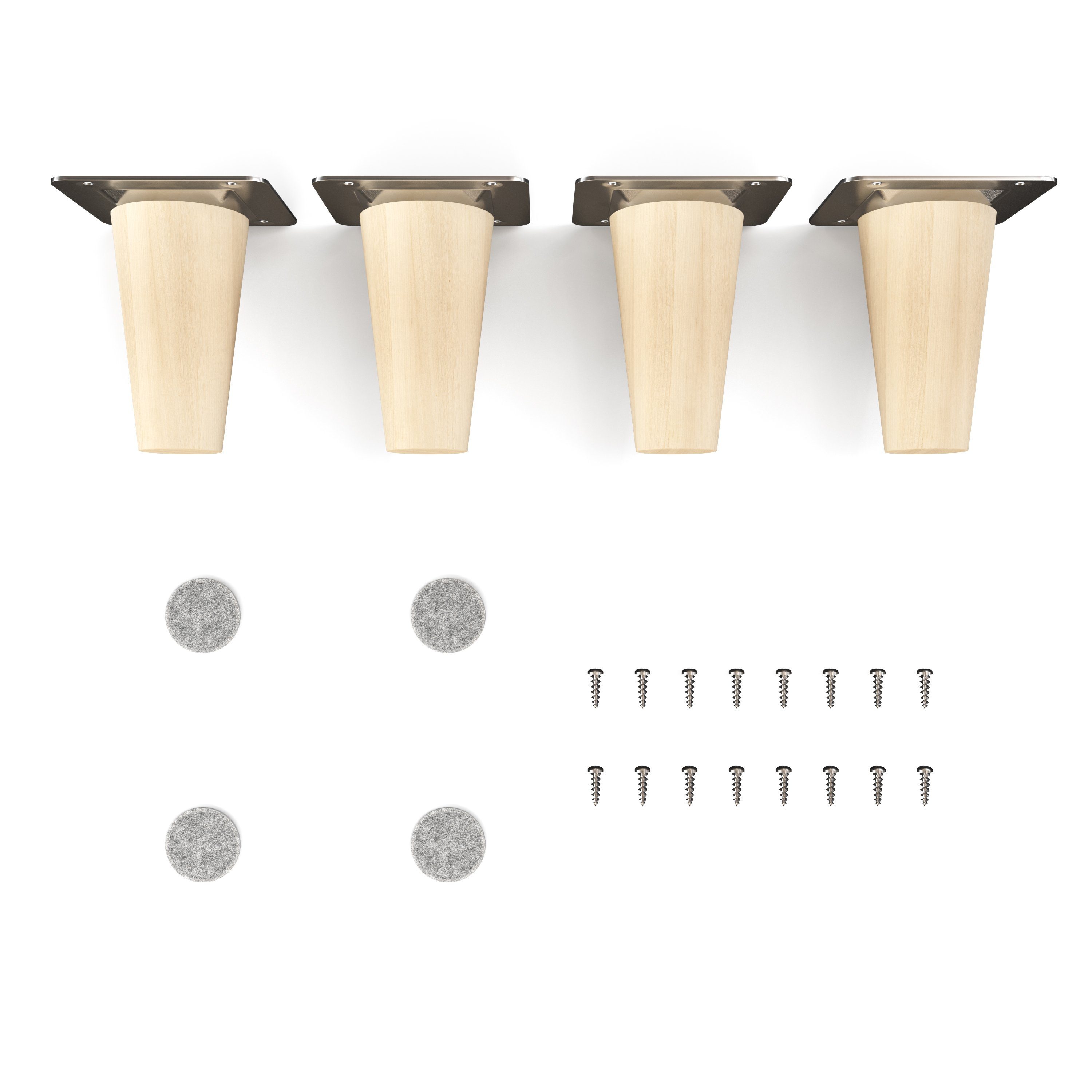 sossai® Möbelfuß Holzfüße Rund gerade Ausführung Öl-Finish / Natur, (4-St), 8cm - 71cm