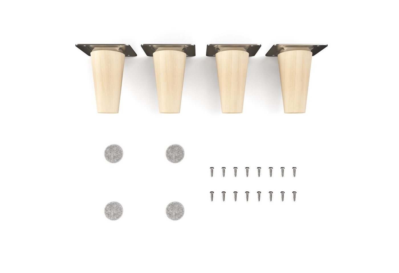 sossai® Möbelfuß Holzfüße Rund gerade Ausführung Öl-Finish / Natur, (4-St), 8cm - 71cm